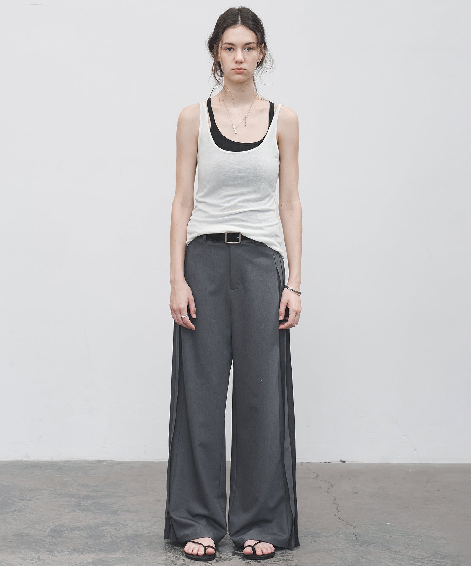 Accordion Pleat Wide-Leg Trousers