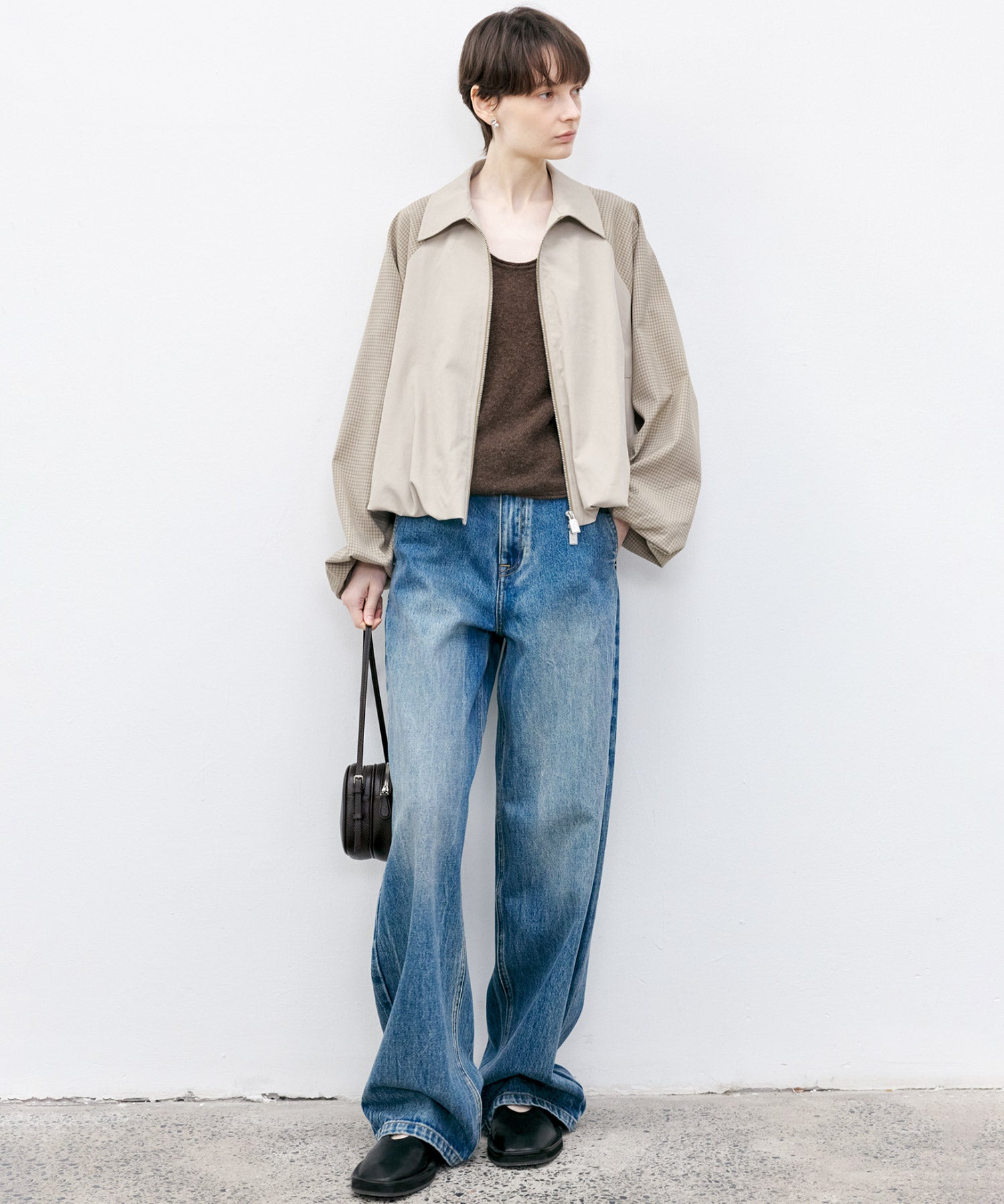 Balloon Check Color-Block Jacket