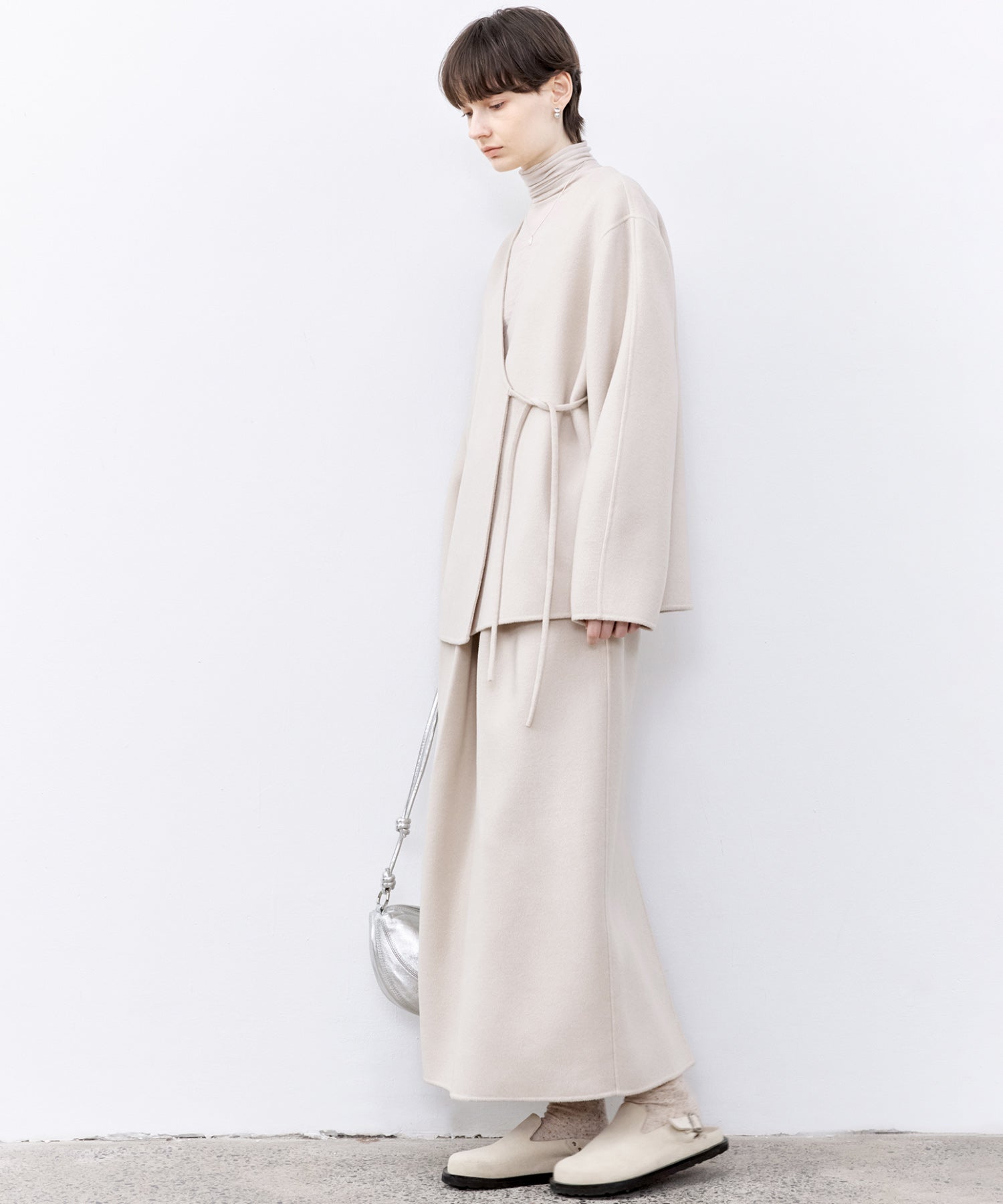 Wool Twill Skirt with Gathered Detail & Bubble Silhouette