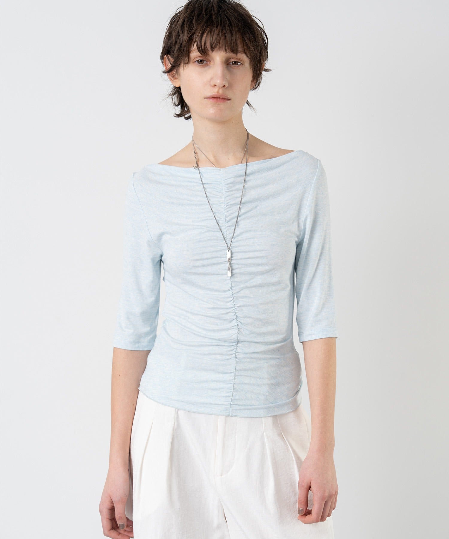 Ruffle-Draped Knit Cutsew Tee