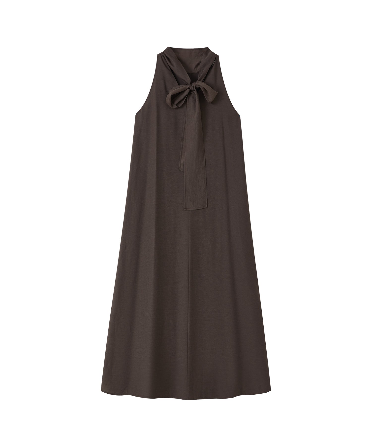 Tie-Detail Double-Layer Cold Shoulder Dress
