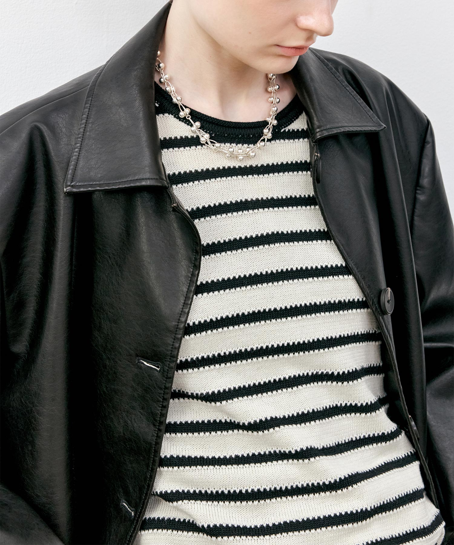 Textured Stripe Panel Knit Sweater