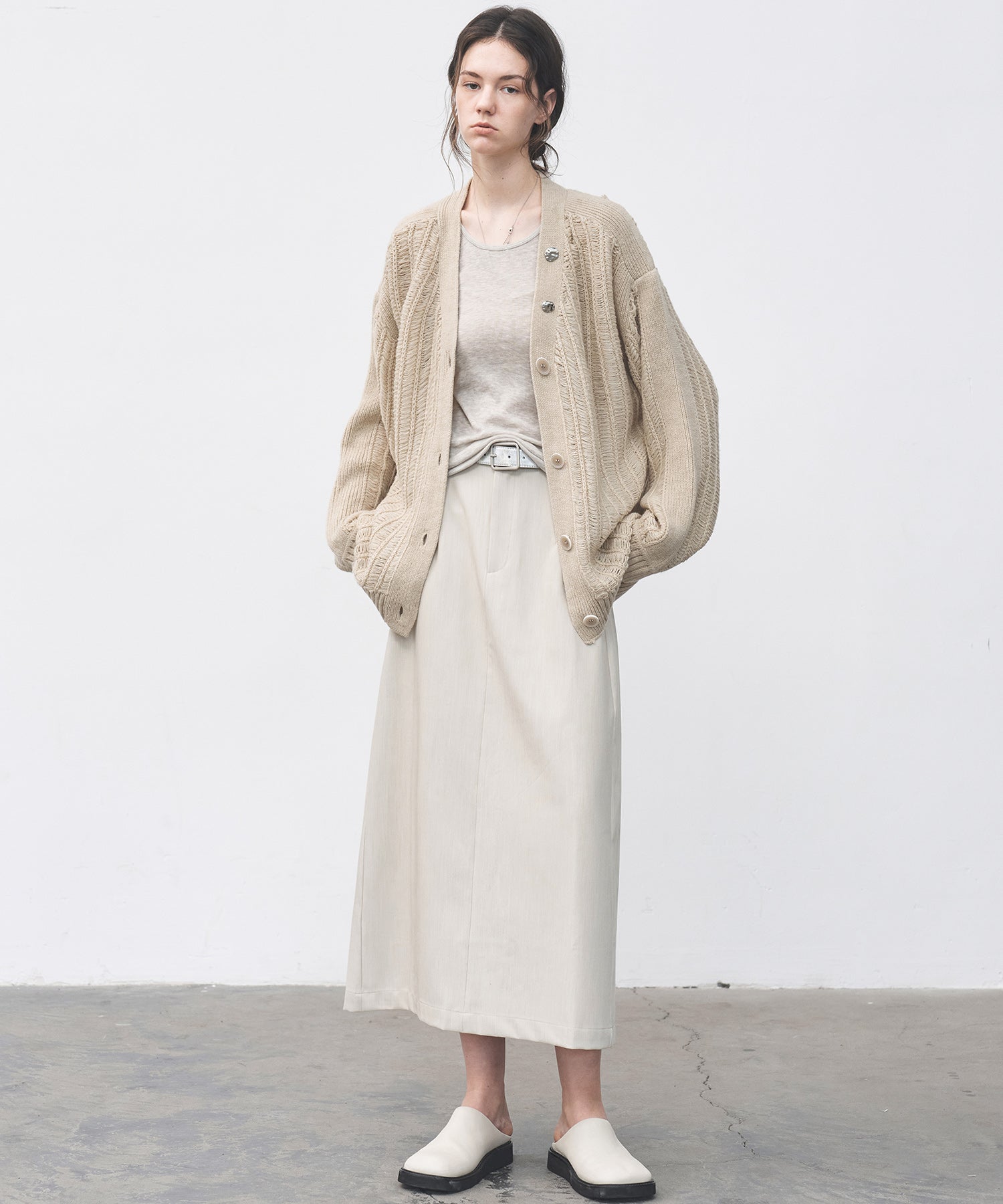 Back-slit maxi skirt