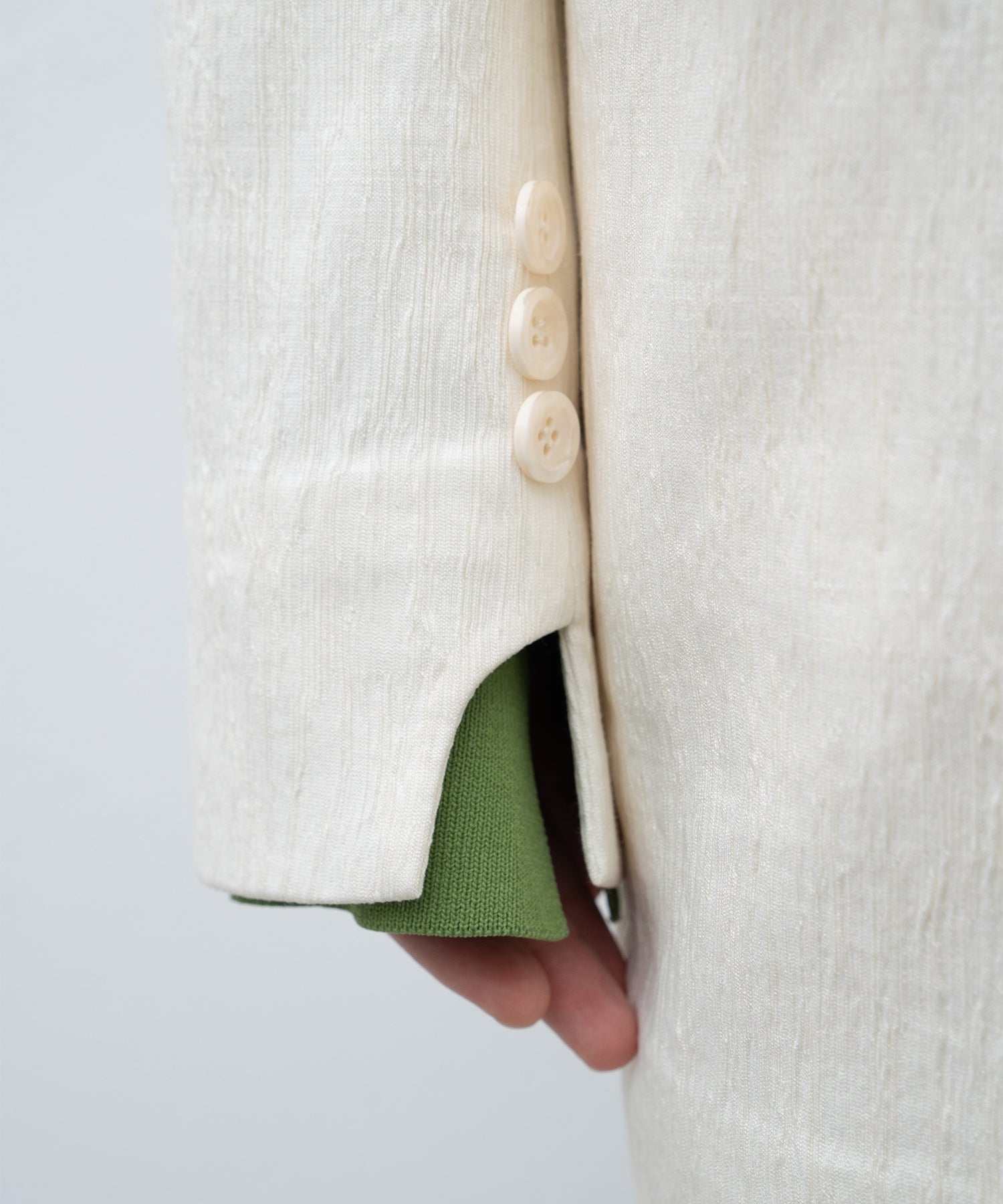 Crinkled-Texture Single-Breasted Jacket