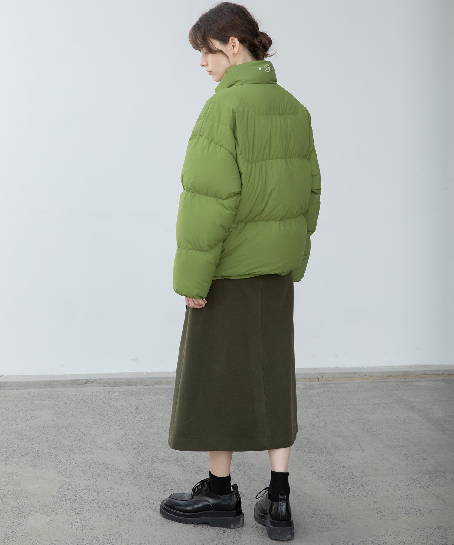 Color scheme stitch wrap design semi-flare skirt