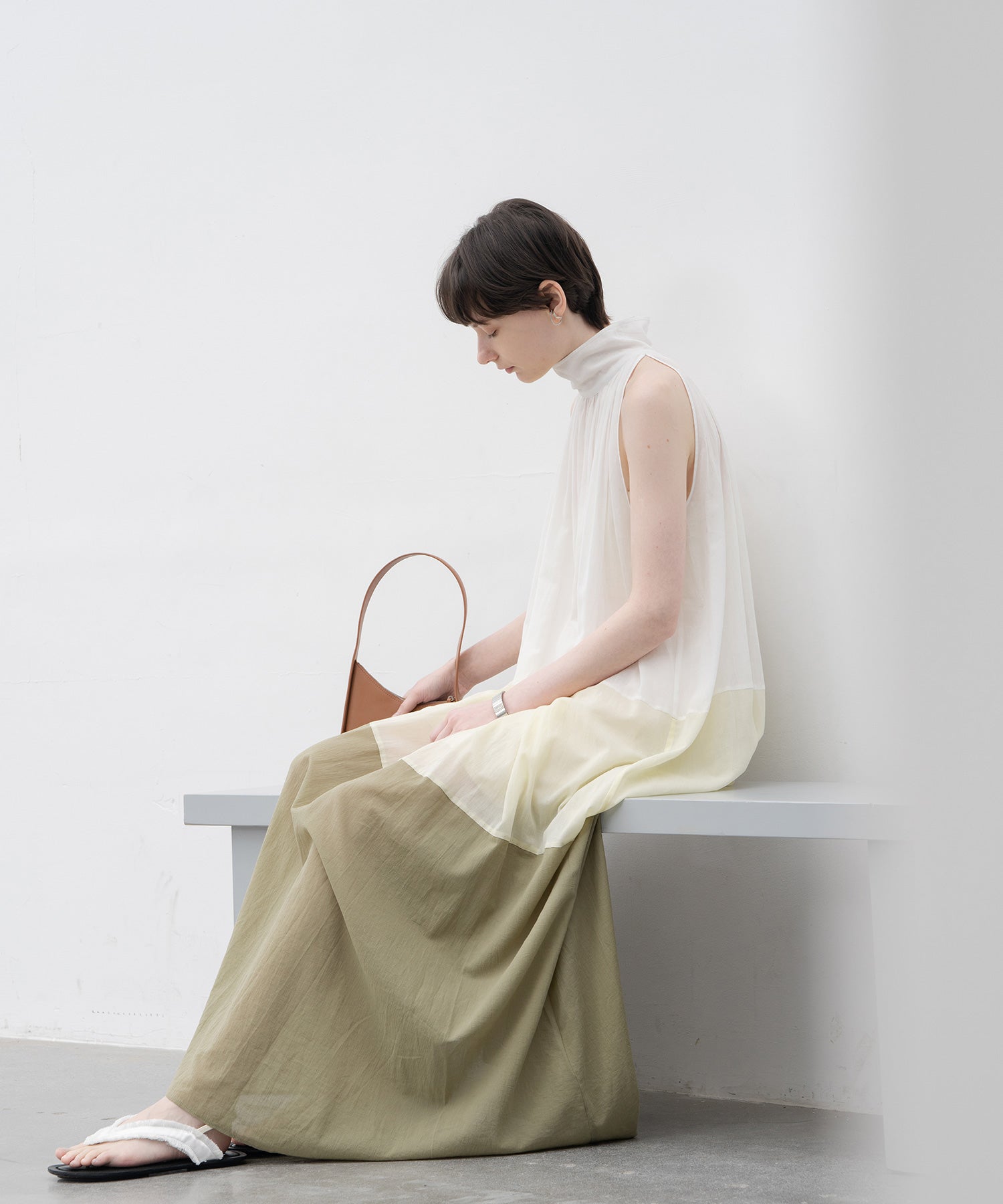Ombre Sleeveless High-Neck Dress