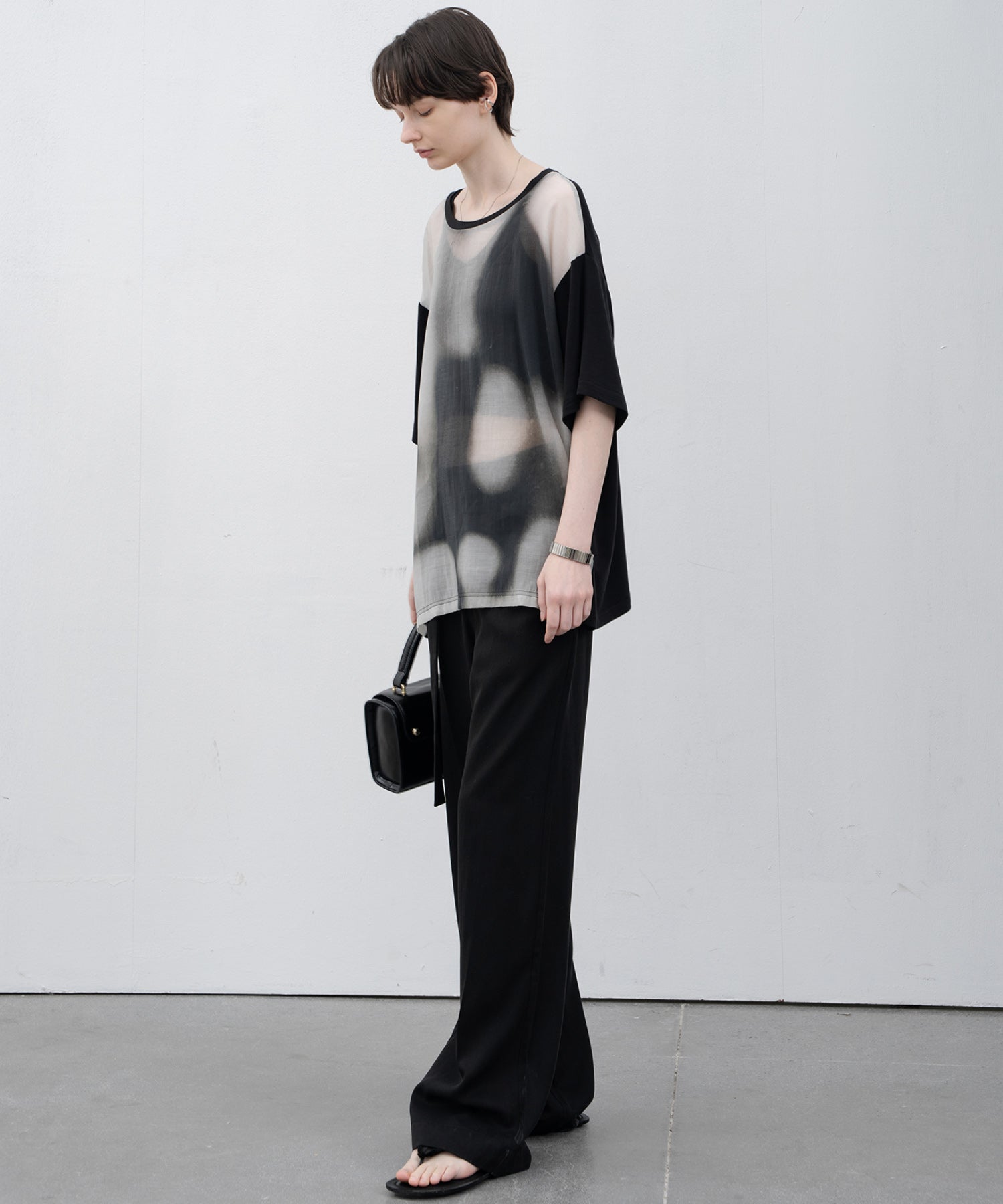Sheer print cut and sew tops / T-shirt