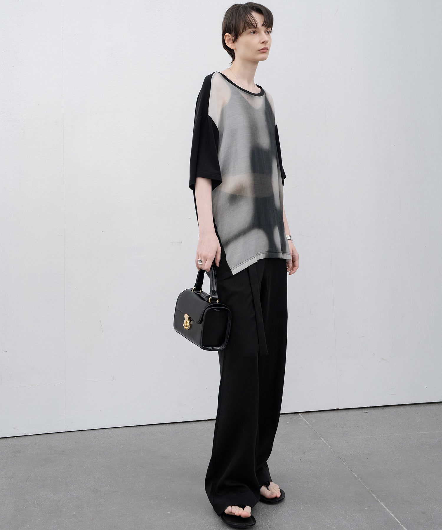 Sheer print cut and sew tops / T-shirt