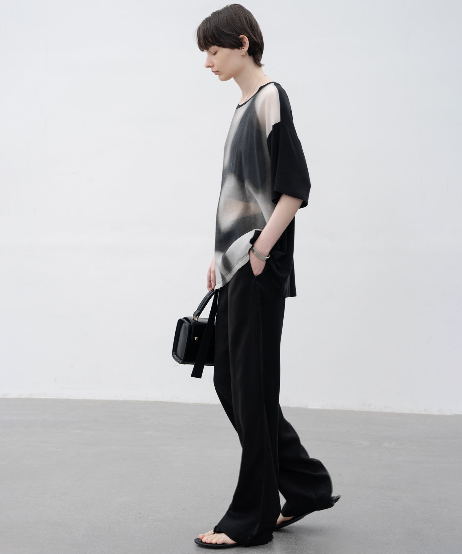Sheer print cut and sew tops / T-shirt