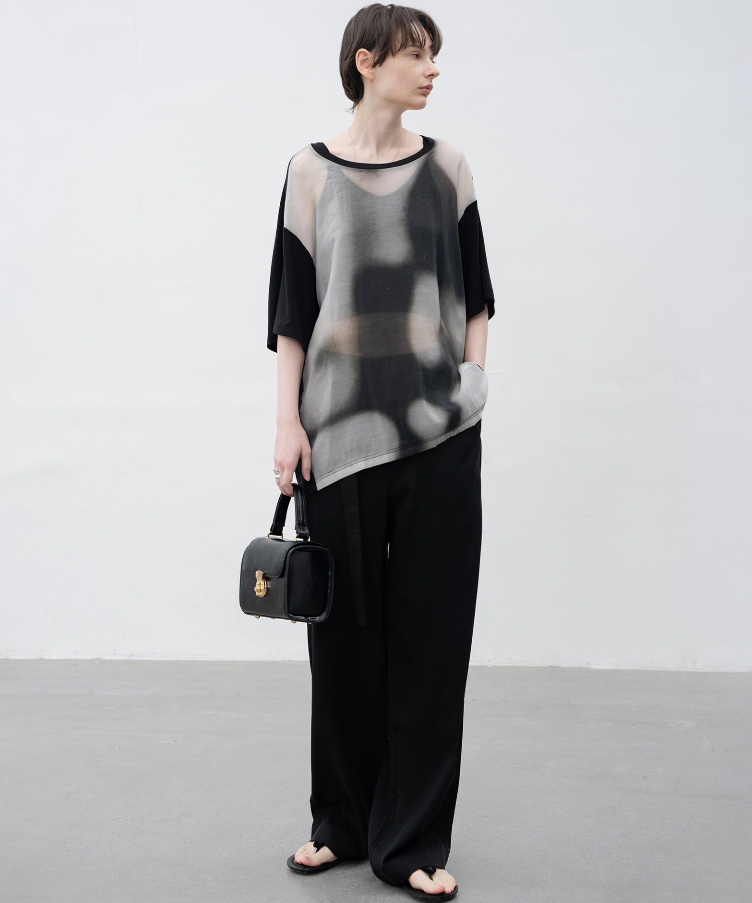 Sheer print cut and sew tops / T-shirt