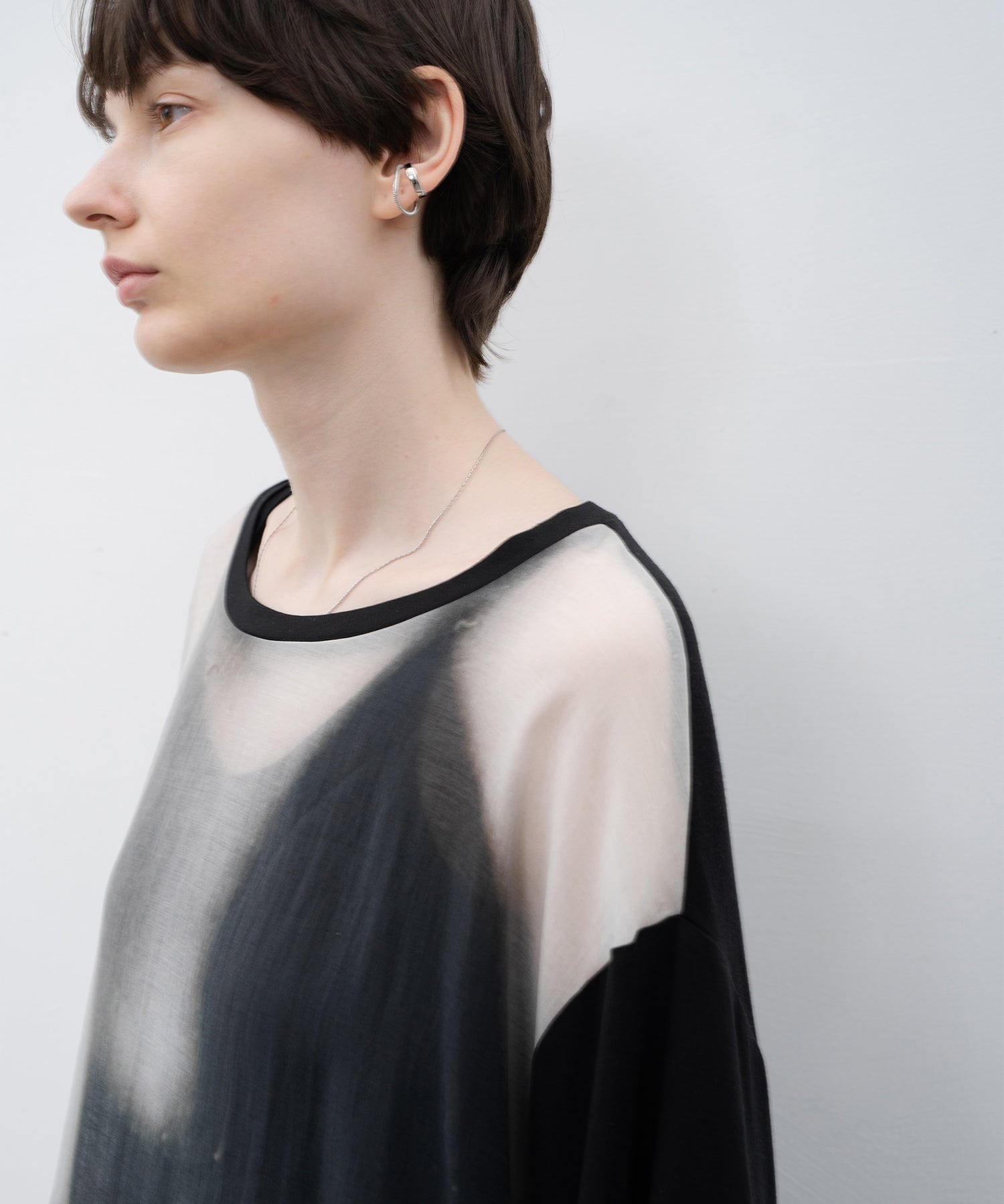 Sheer print cut and sew tops / T-shirt