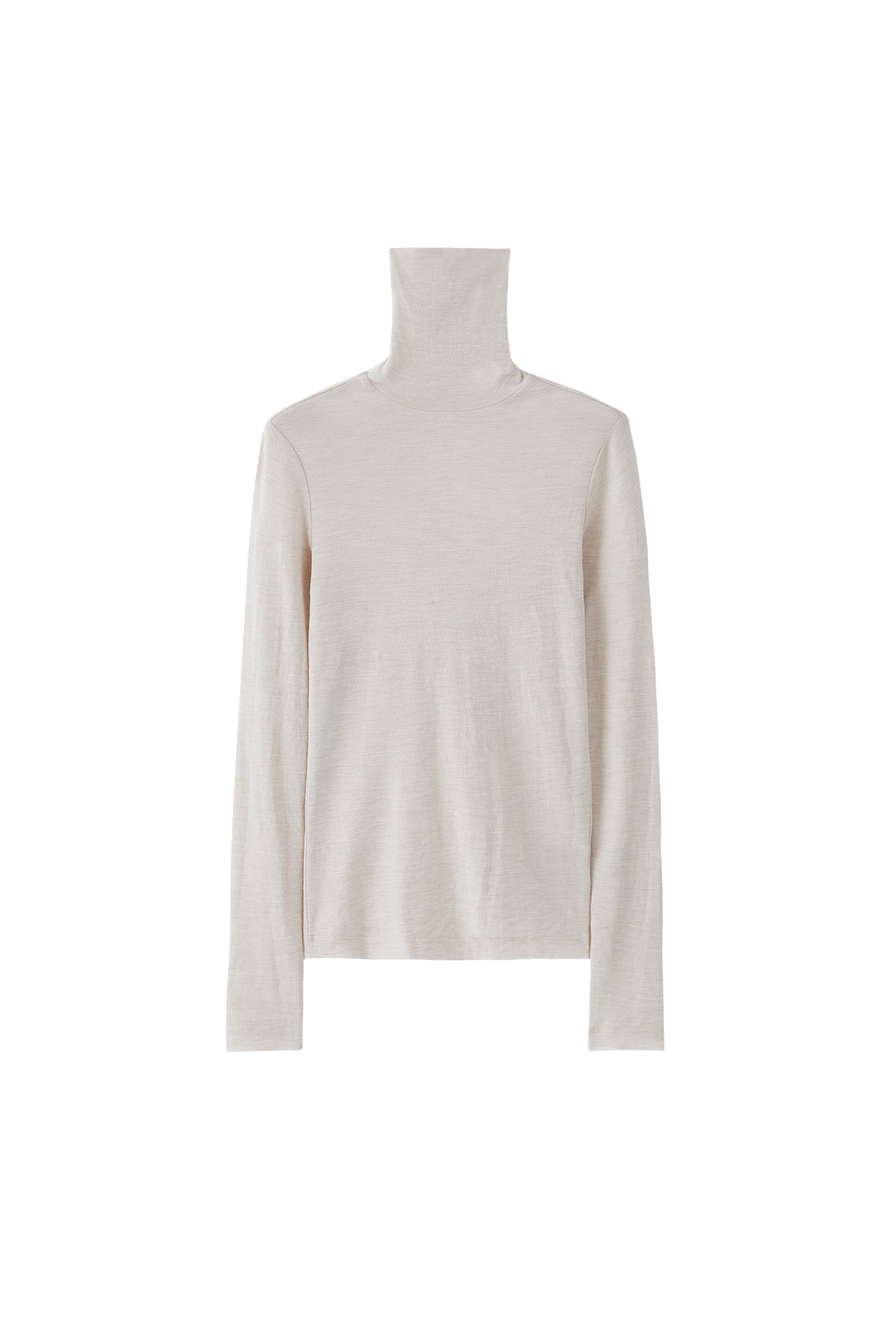 Draped Texture Wool Turtleneck Long Sleeve Top