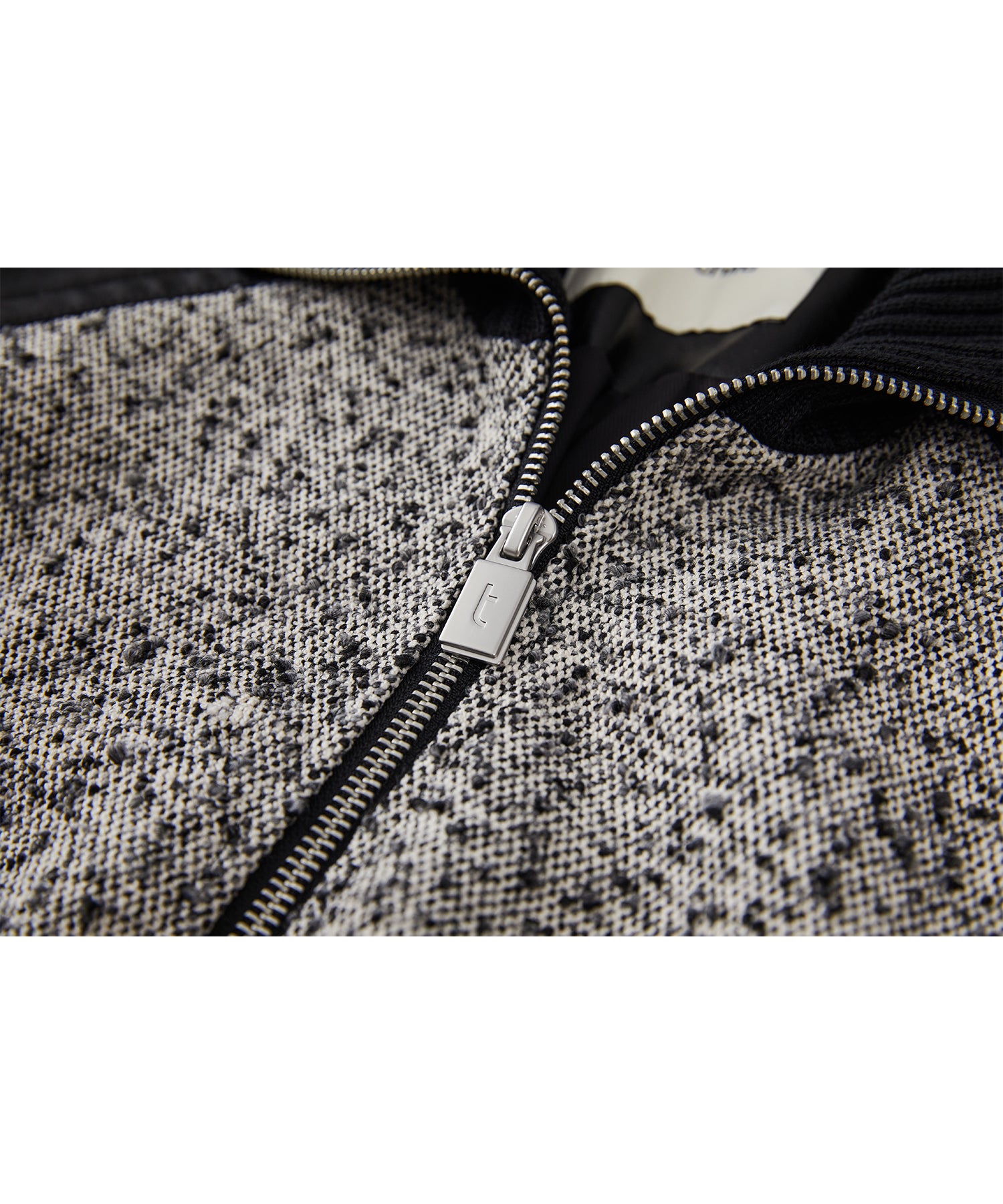 Textured Panel Short Puffer Jacket with Ribbed Stand Collar