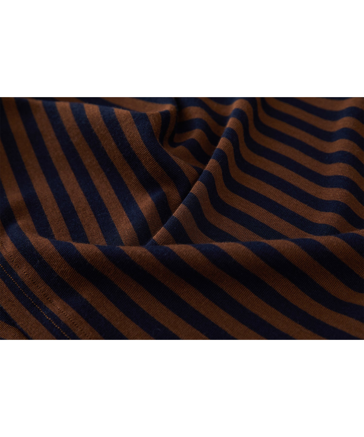 Wool Blend Striped Bihigh Neck Long Sleeve Tee