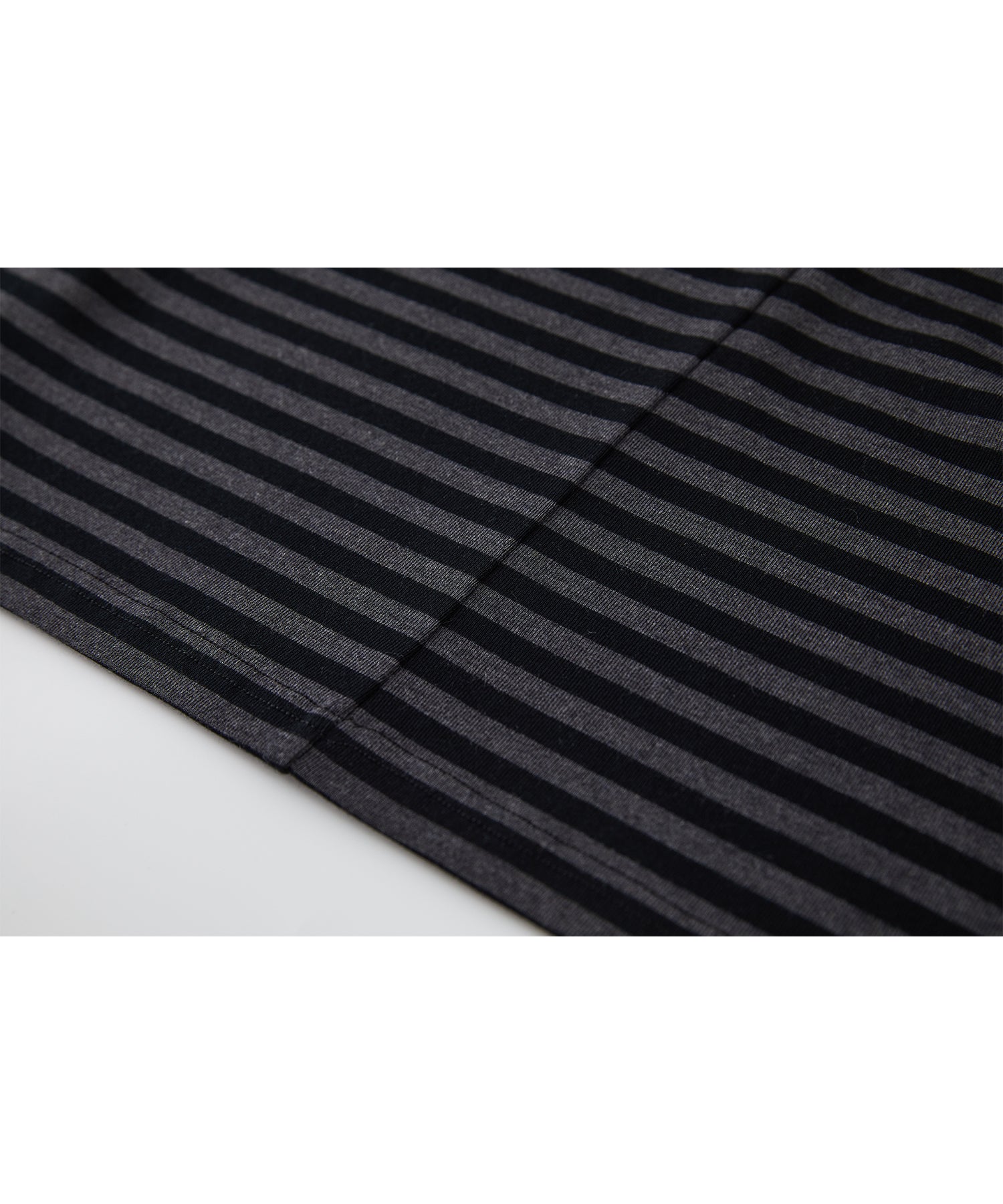 Wool Blend Striped Bihigh Neck Long Sleeve Tee