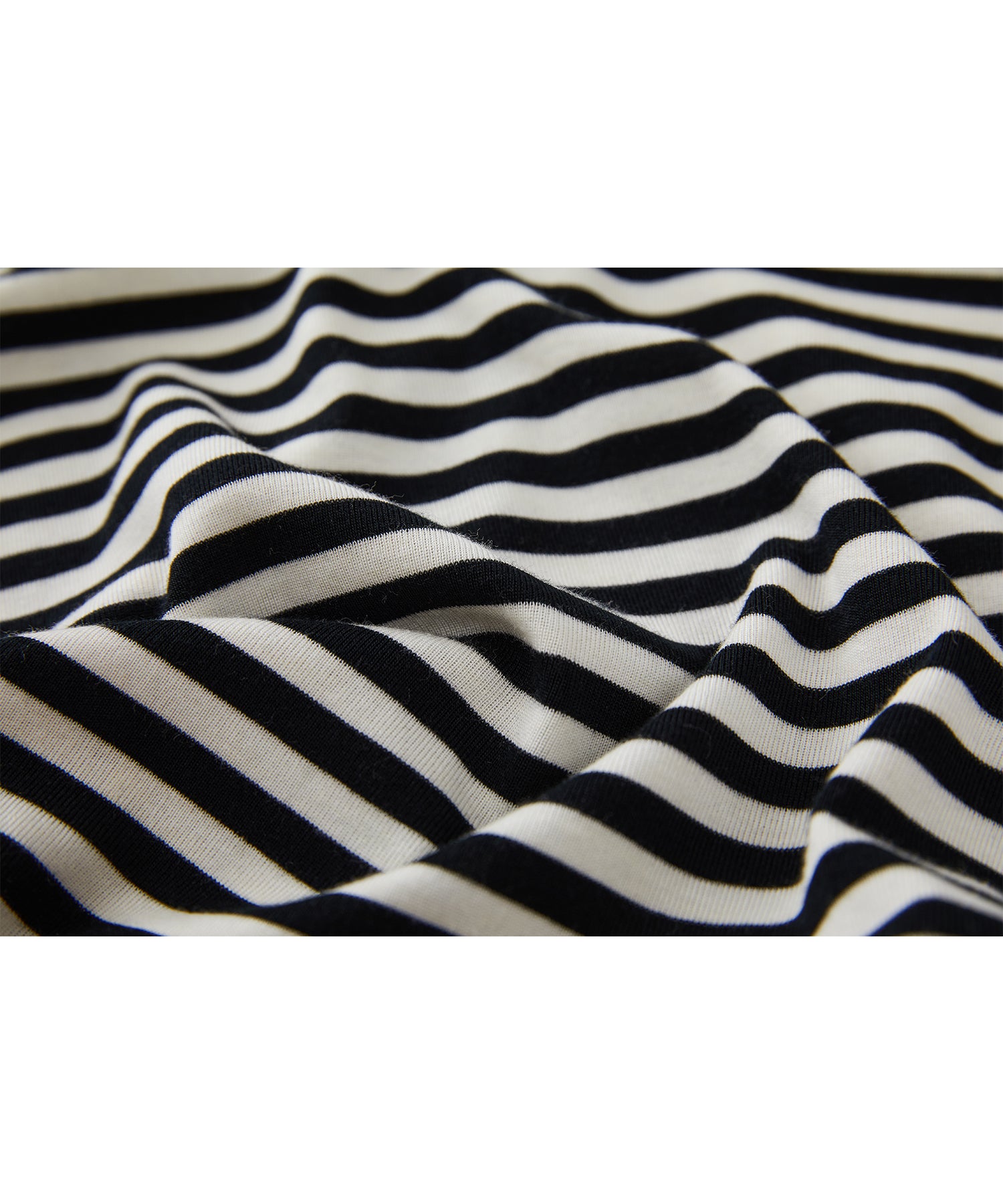 Wool Blend Striped Bihigh Neck Long Sleeve Tee