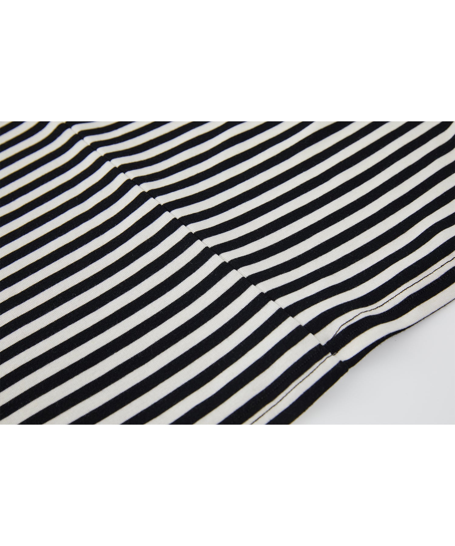 Wool Blend Striped Bihigh Neck Long Sleeve Tee