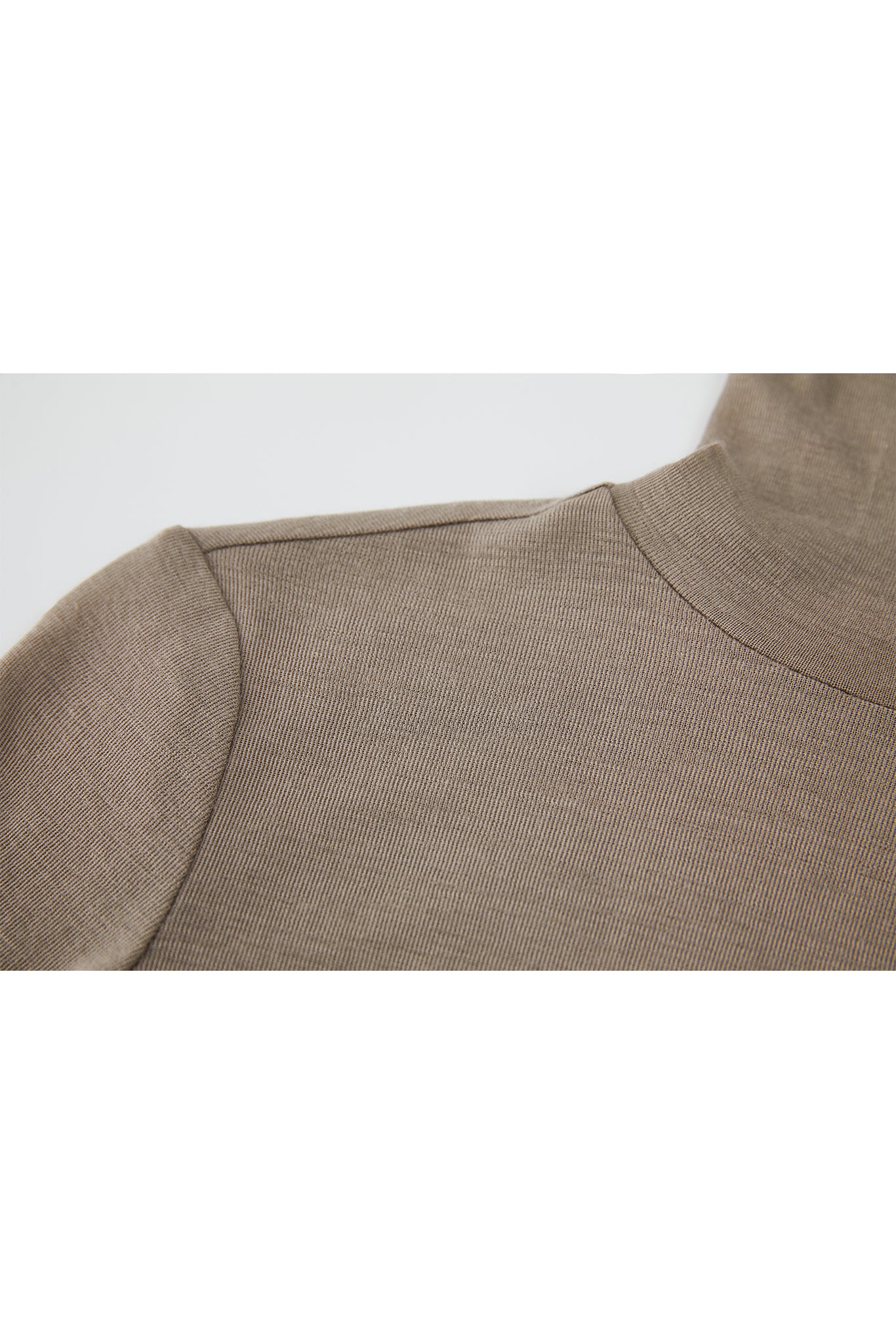 Draped Texture Wool Turtleneck Long Sleeve Top