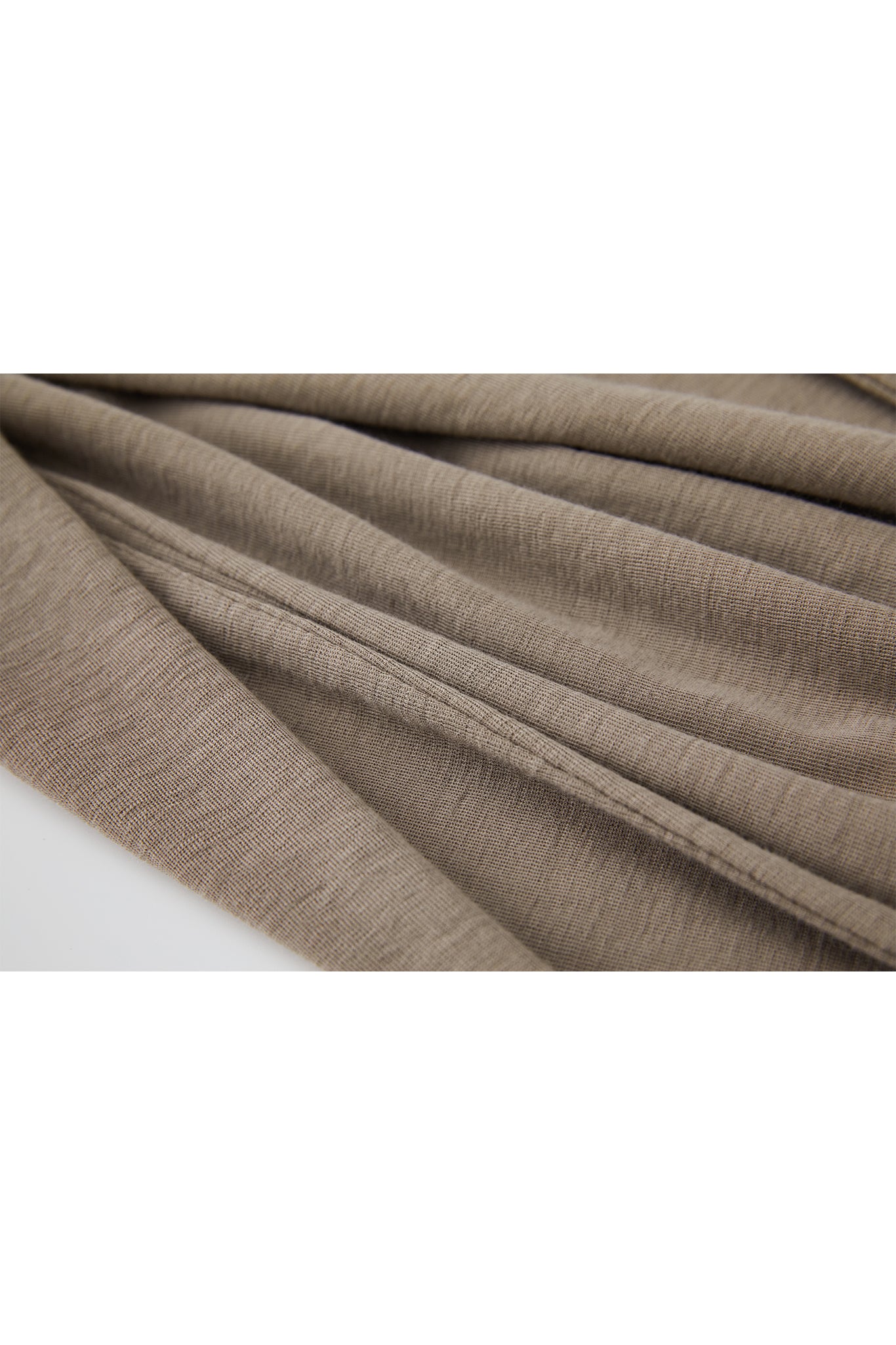 Draped Texture Wool Turtleneck Long Sleeve Top