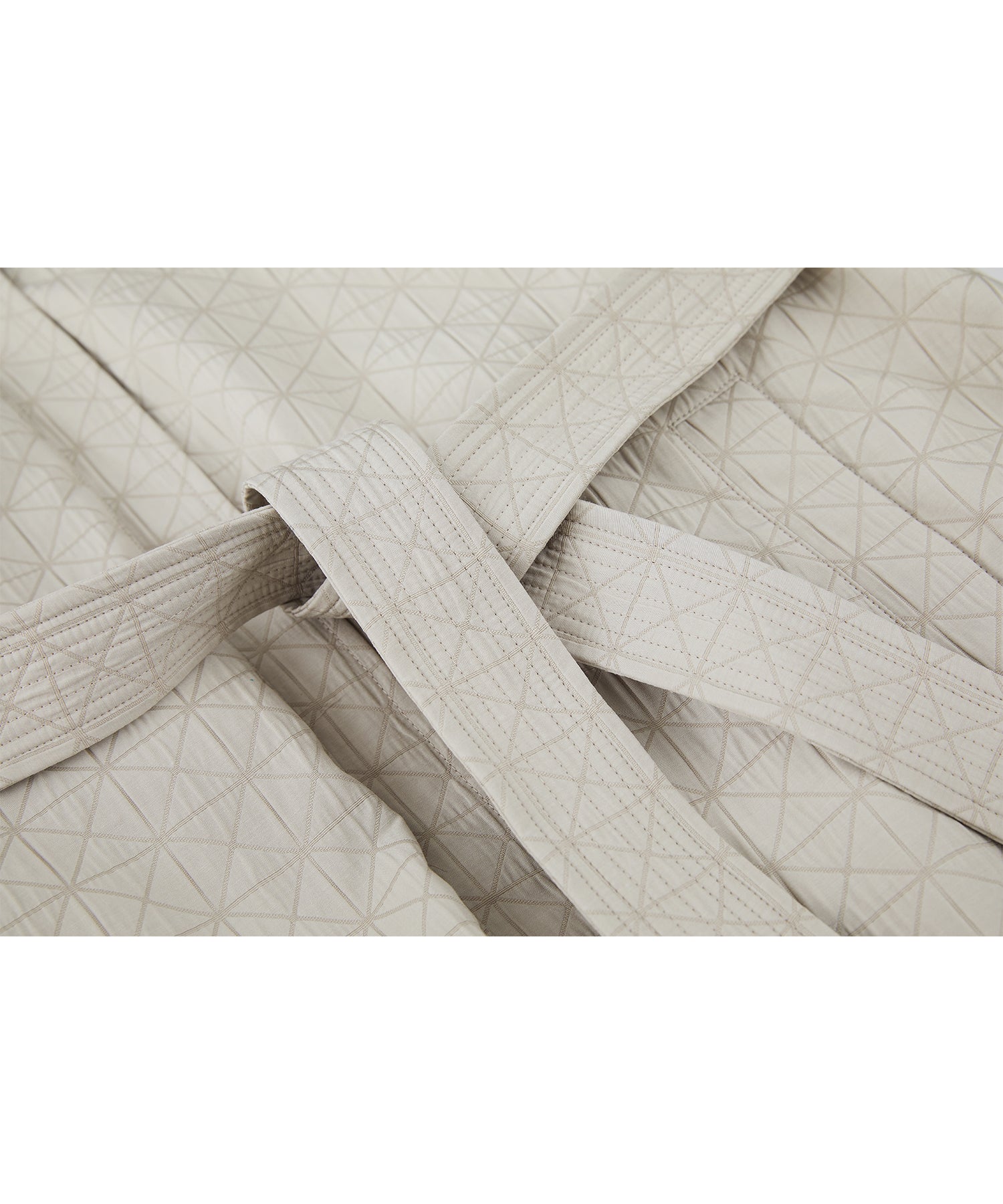 Diamond Jacquard Quilted Down Coat – Belt & Scarf Set