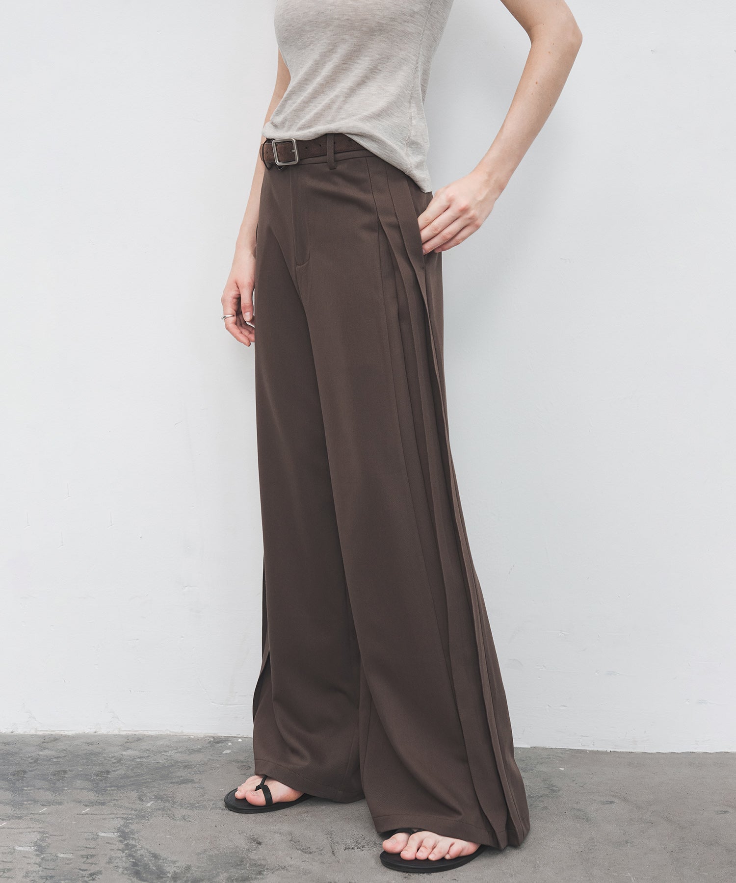 Accordion Pleat Wide-Leg Trousers