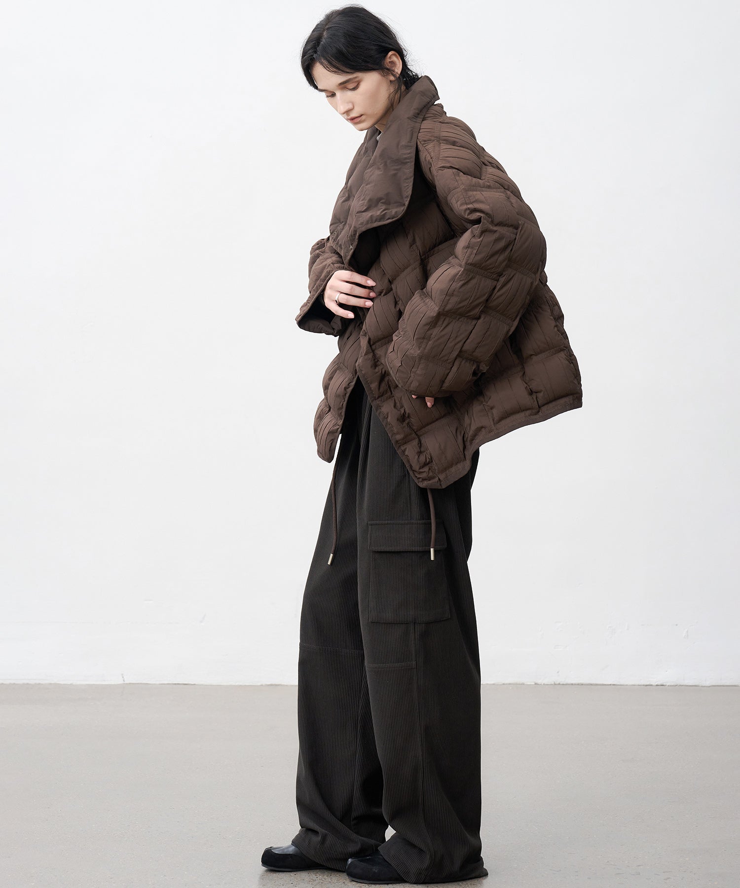 Crinkled Stand Collar Down Jacket