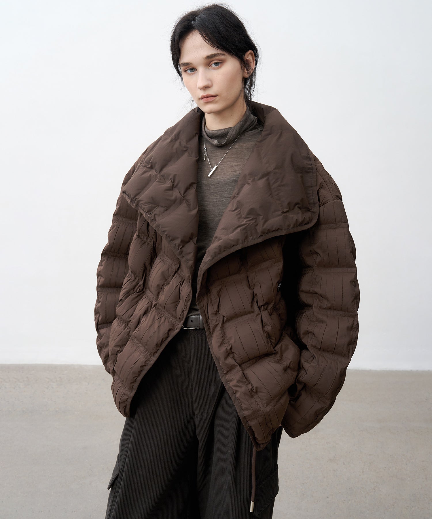 Crinkled Stand Collar Down Jacket