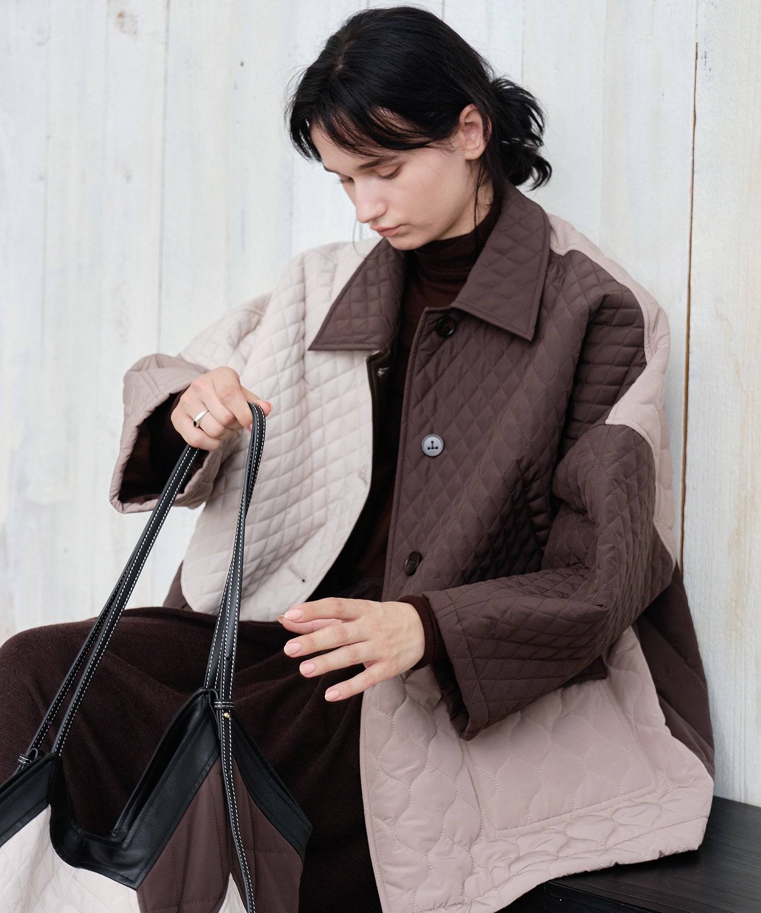 Geometric Colorblock Quilted Jacket