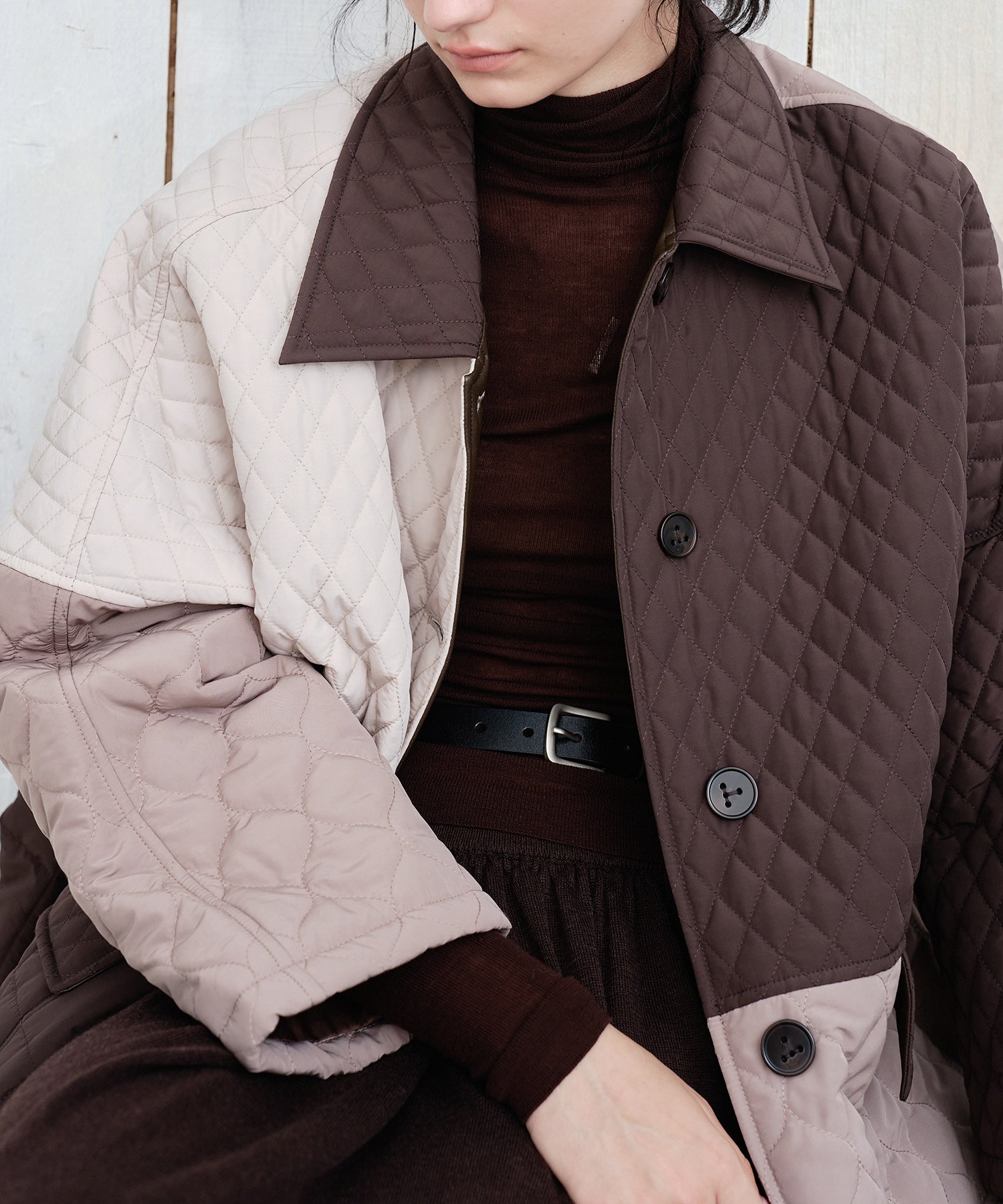 Geometric Colorblock Quilted Jacket