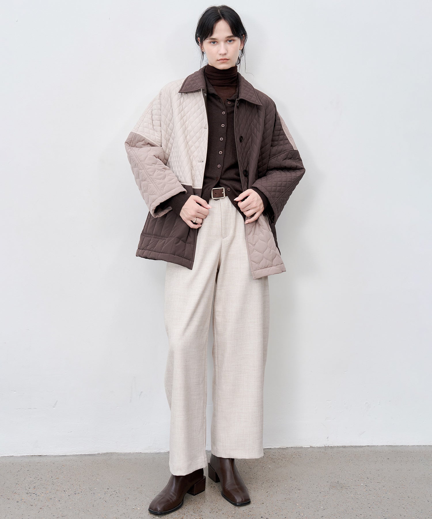 Geometric Colorblock Quilted Jacket