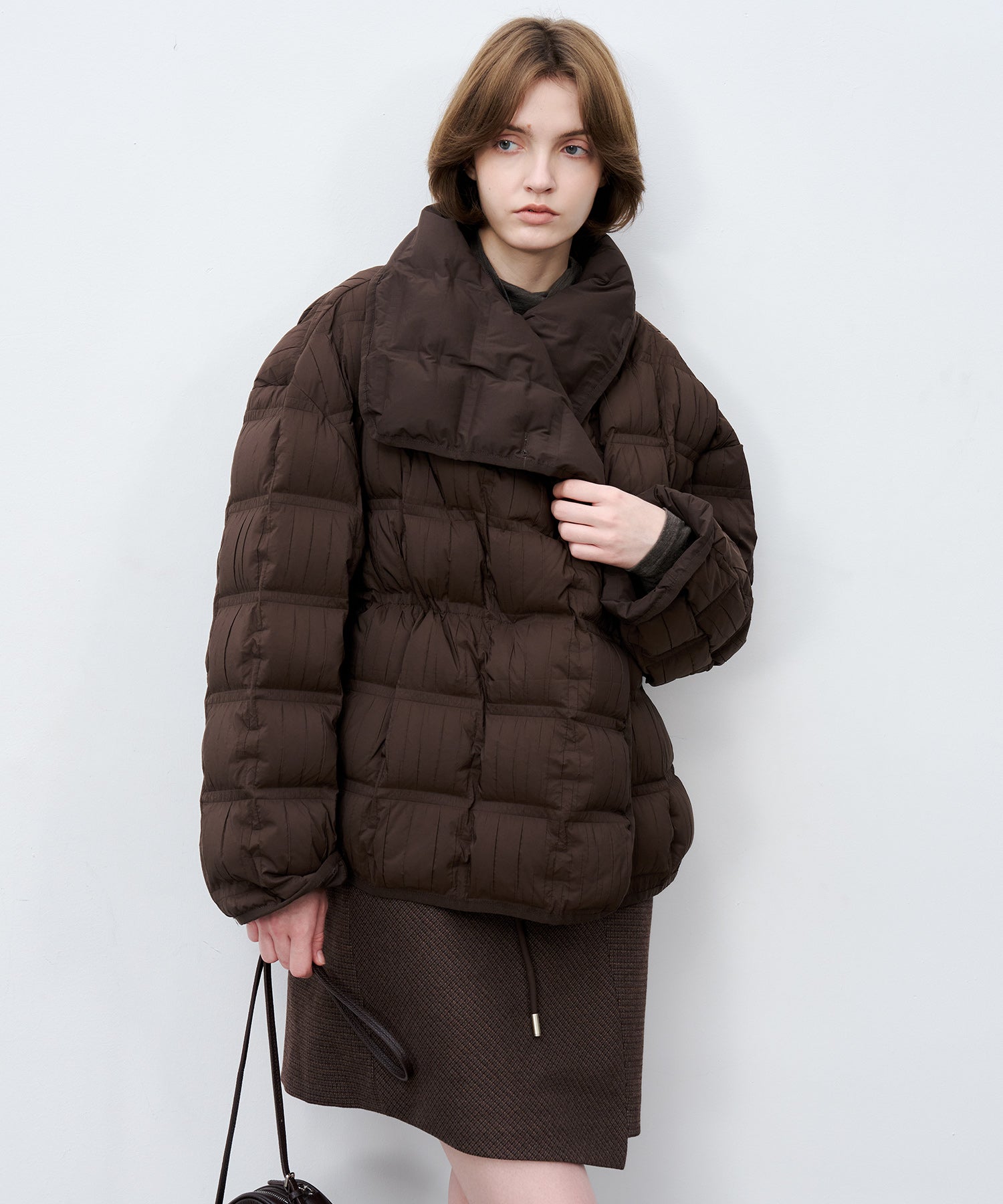 Crinkled Stand Collar Down Jacket