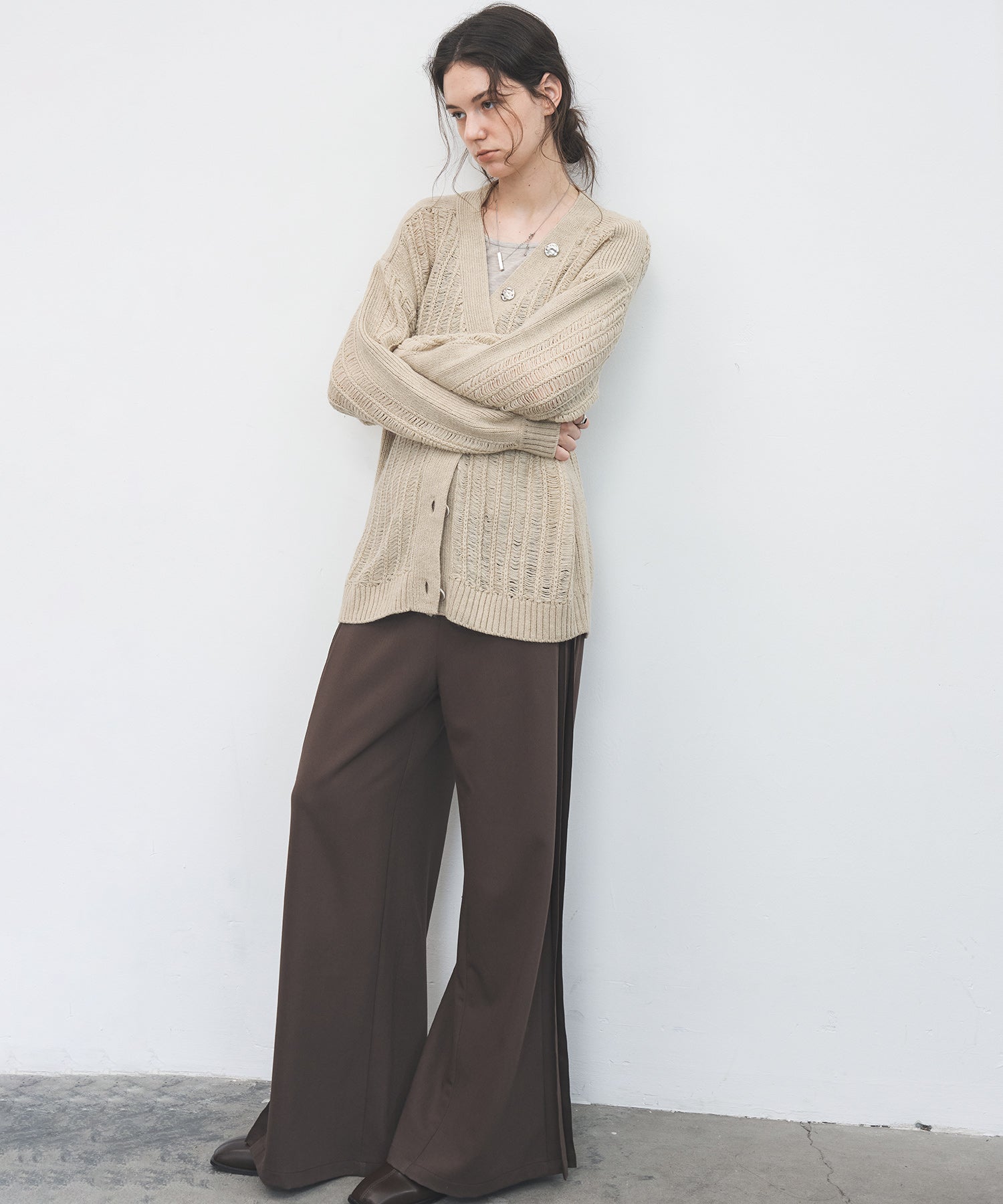 3D Textured Knit Loose Fit Cardigan