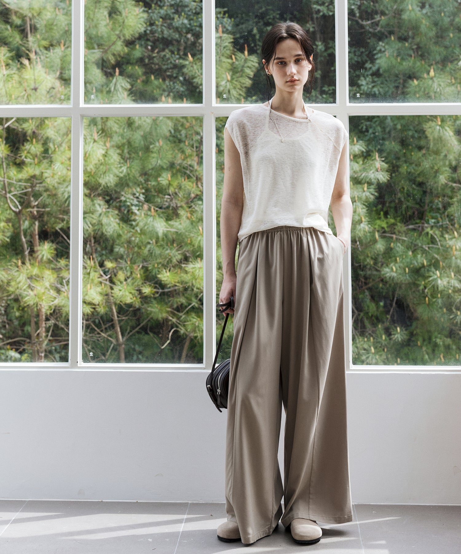 Asymmetric Neck Sheer Sleeveless tops – Relaxed Fit