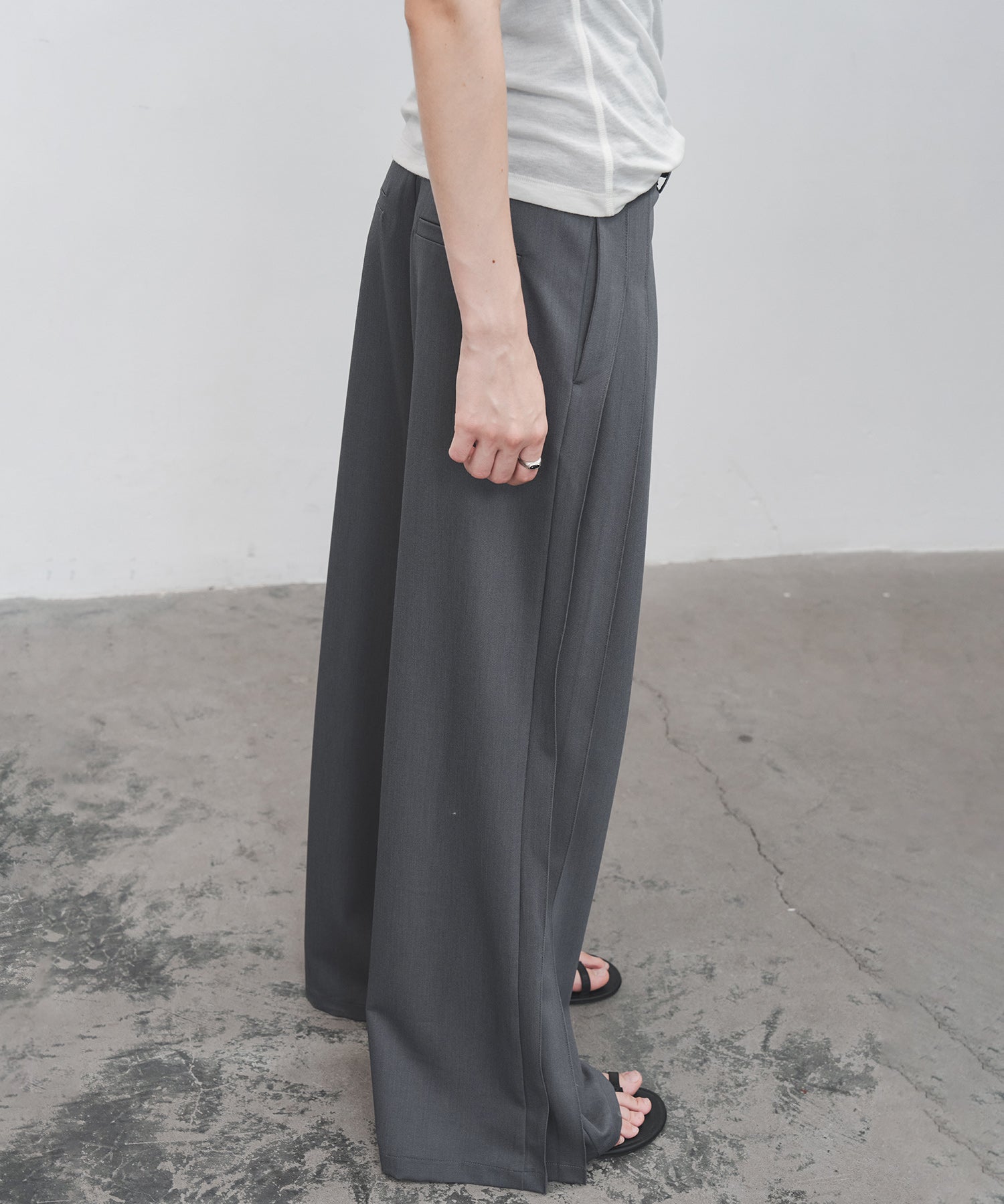 Accordion Pleat Wide-Leg Trousers
