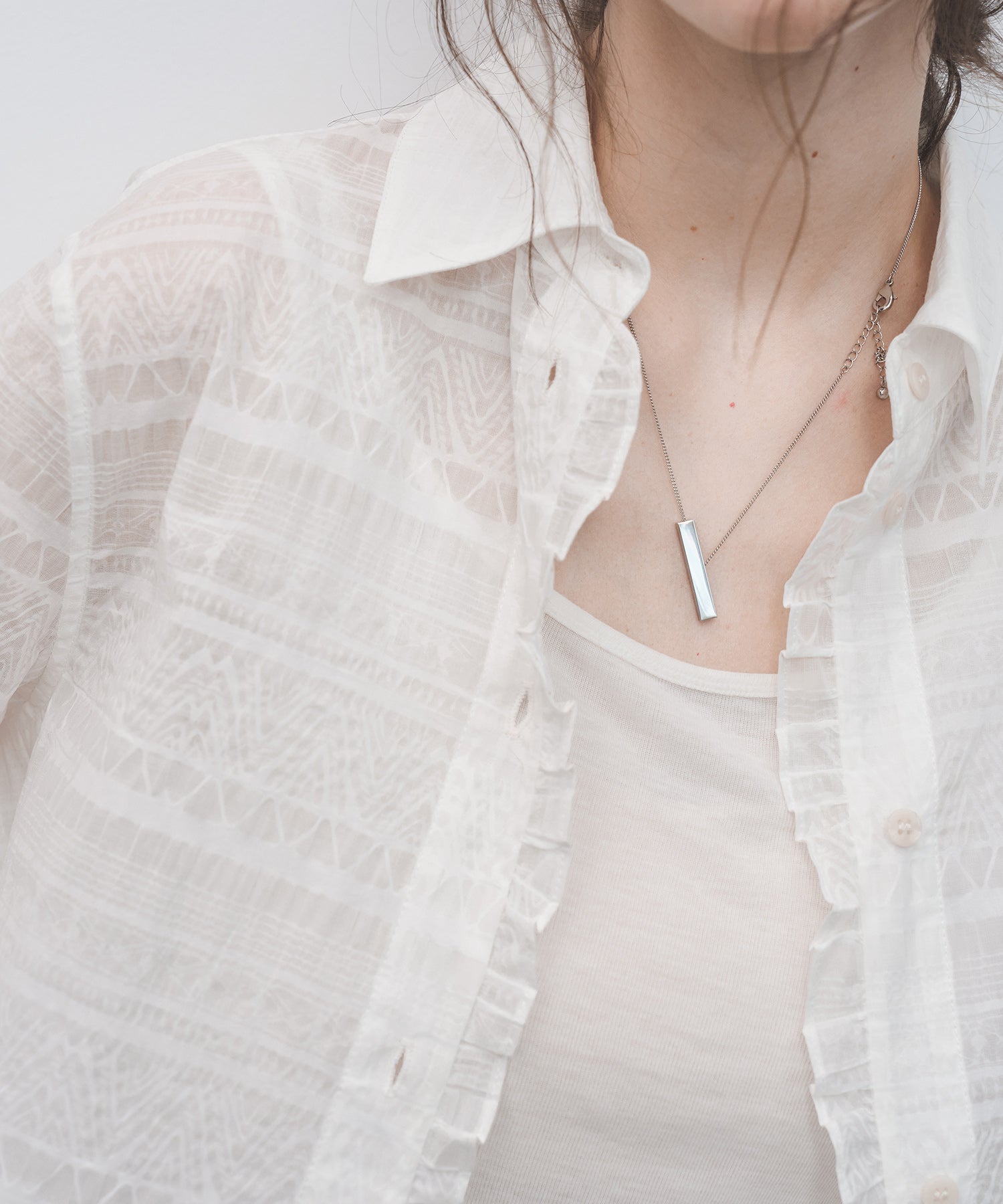 Sheer Textured Lace Collar Blouse – Design Detail Long Sleeve