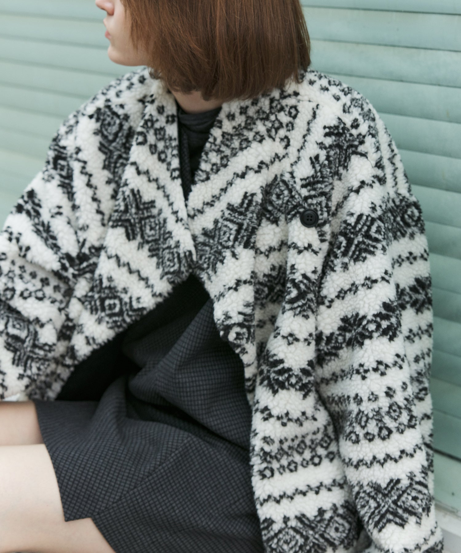 Fair Isle Relaxed Fit Fleece Jacket
