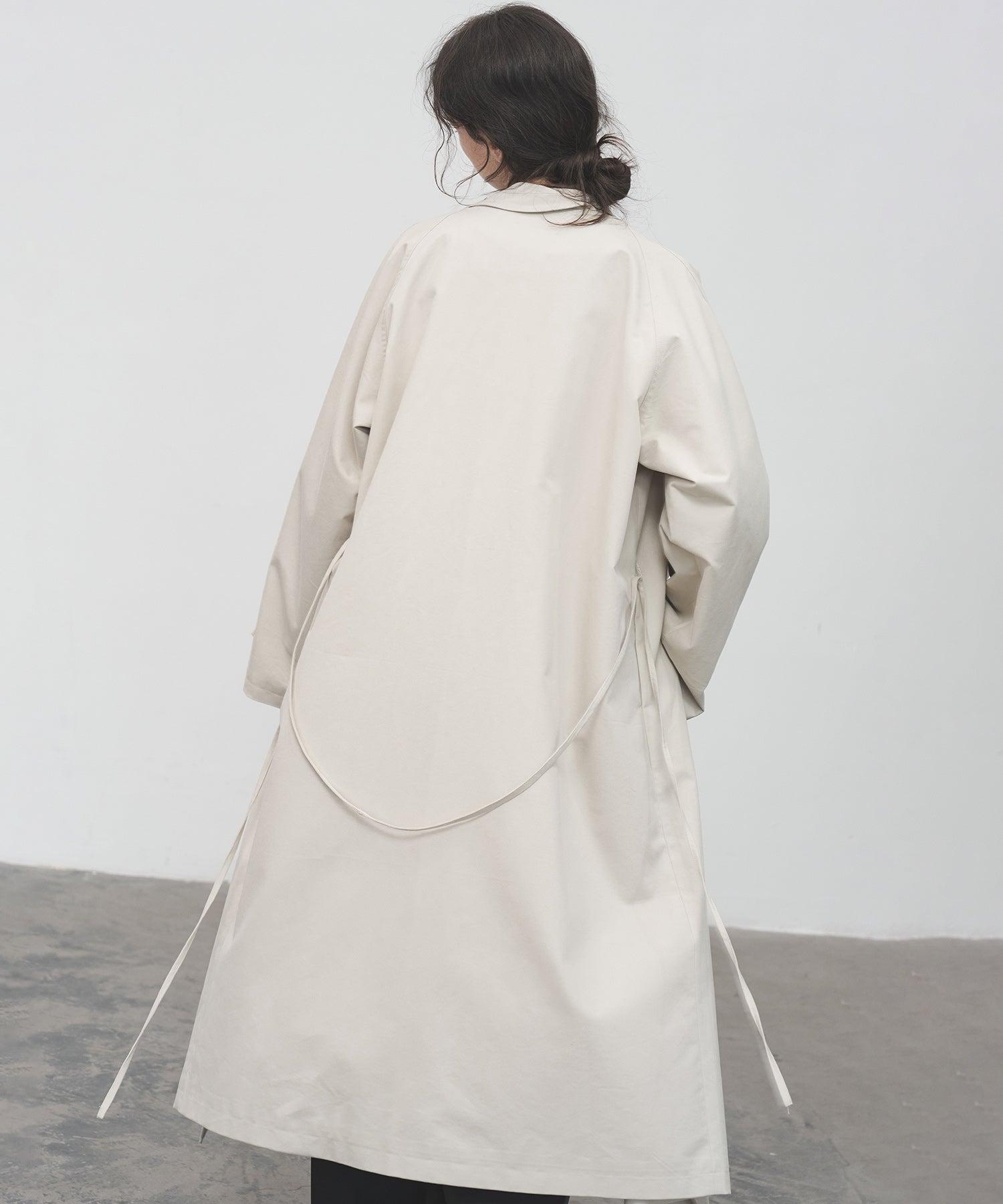 Layered Drape-Neck Trench Coat – Oversized Long Silhouette