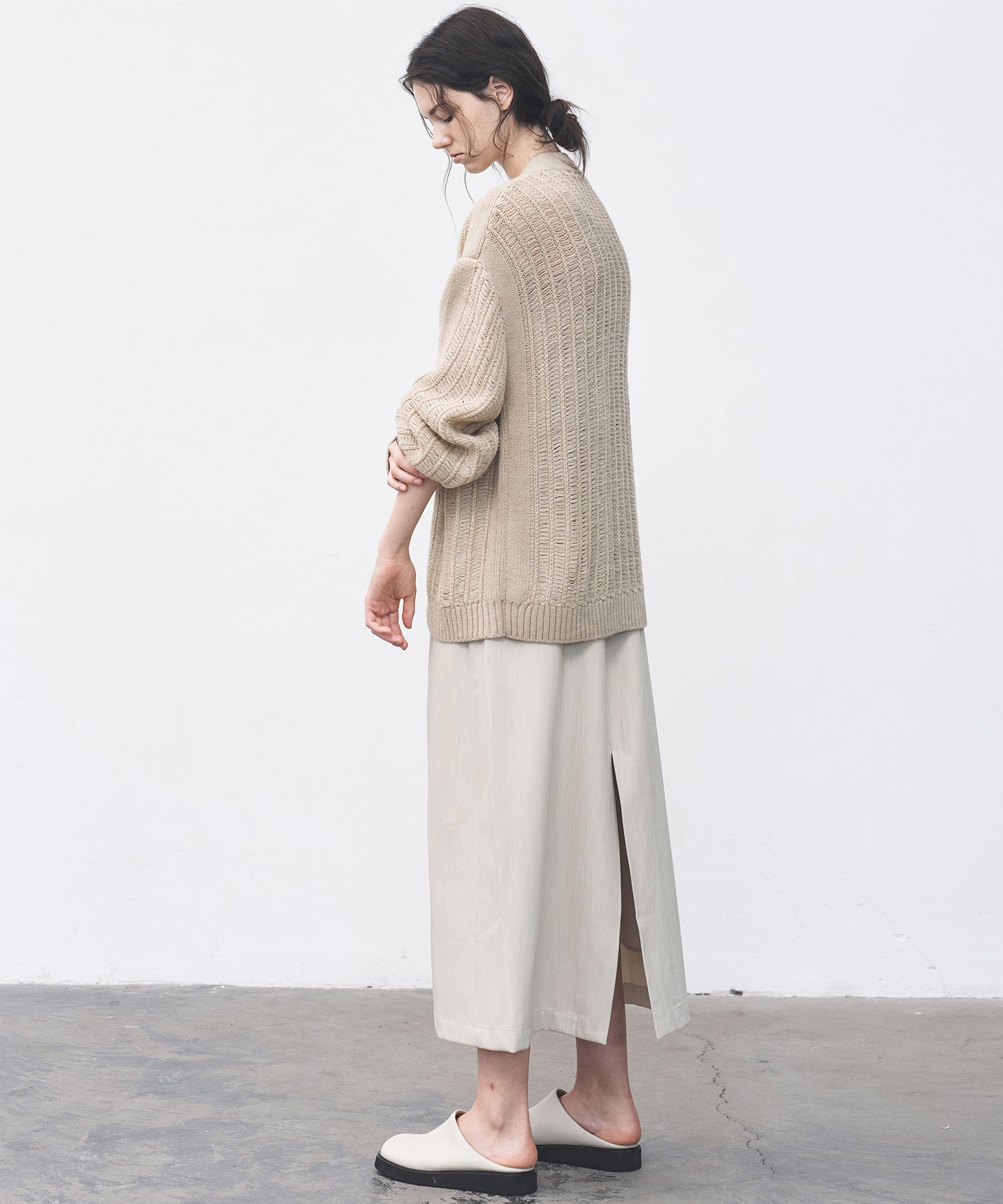 Back-slit maxi skirt