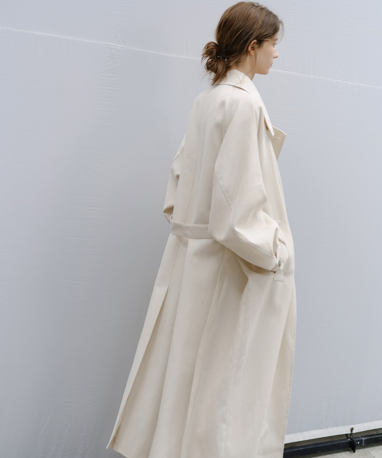 Stand Collar Belted Long Trench Coat
