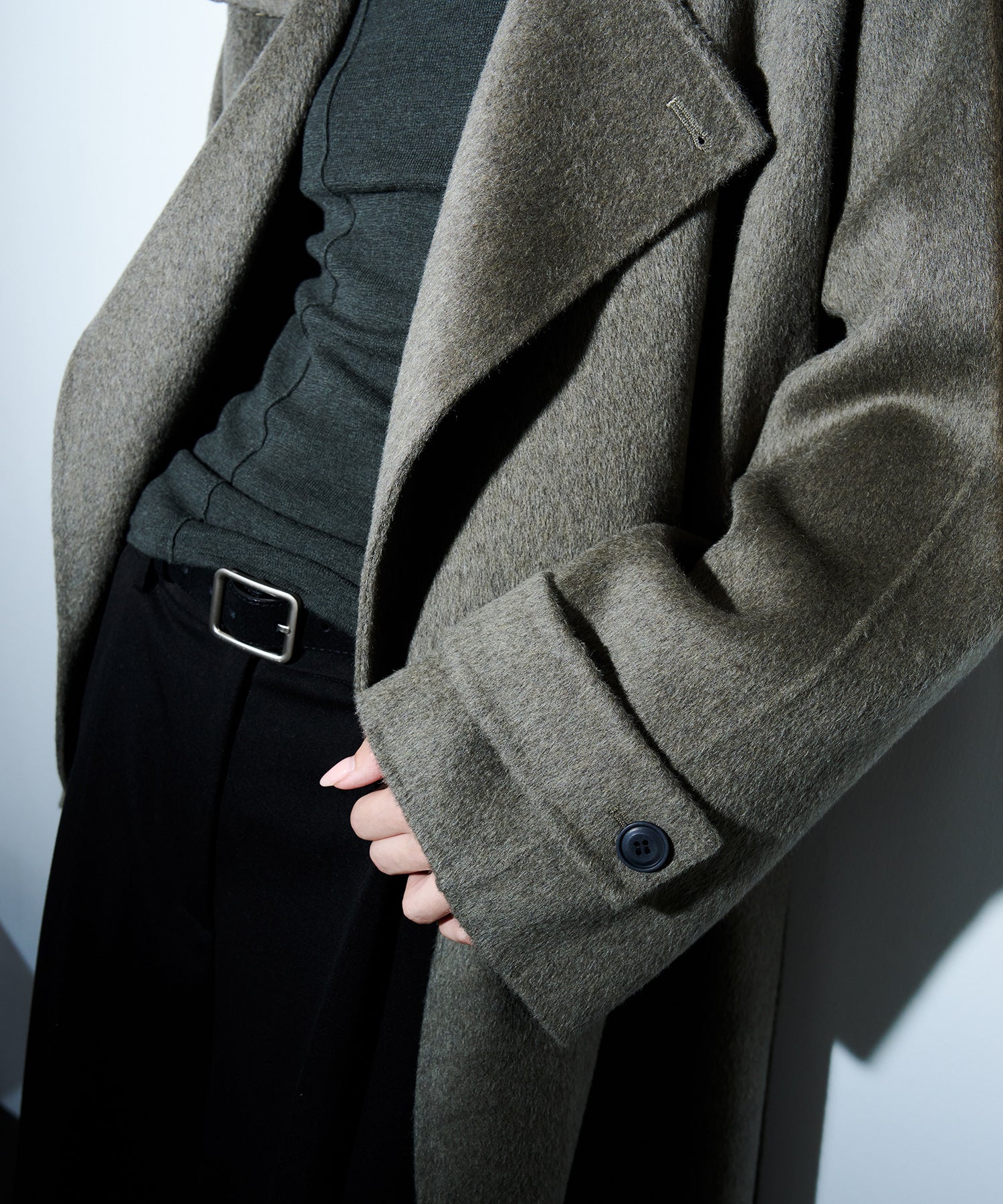 100% Wool Double-Face Trench Collar Oversized Silhouette Long Coat