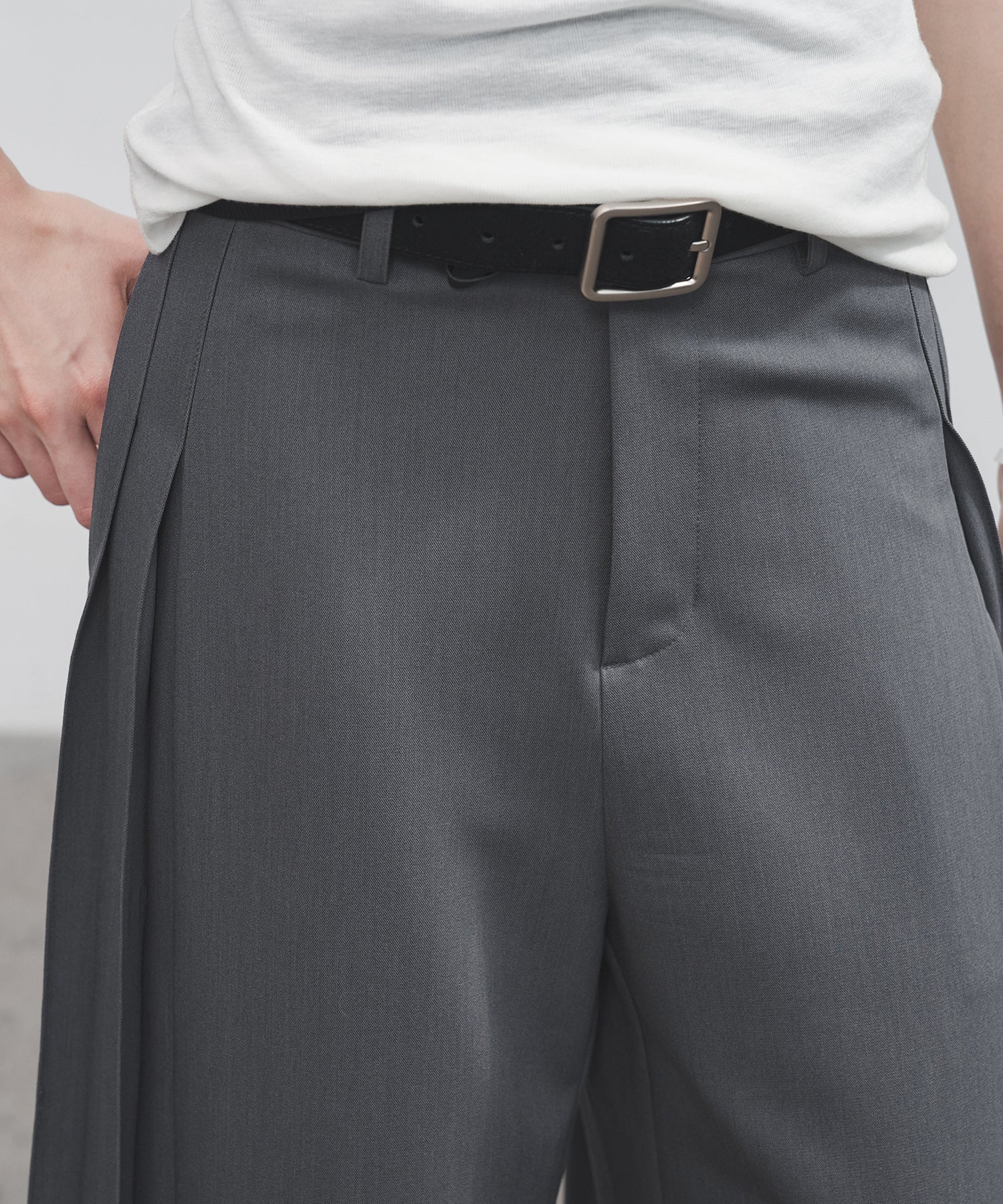 Accordion Pleat Wide-Leg Trousers