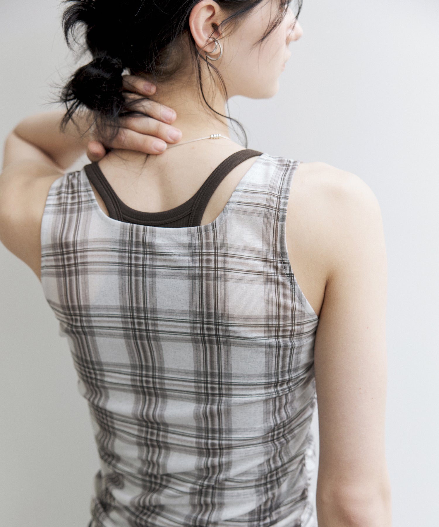 Asymmetric Gather Sheer Sleeveless Top