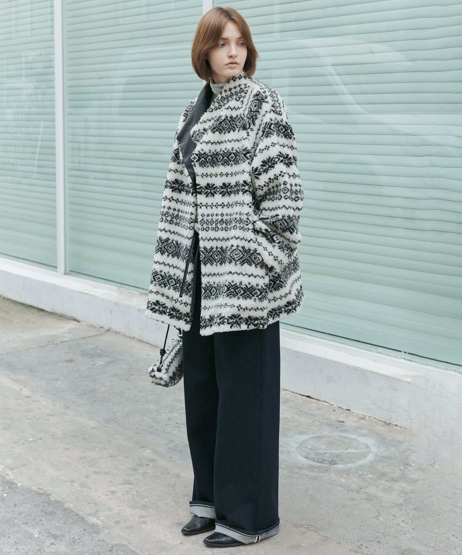 Fair Isle Relaxed Fit Fleece Jacket