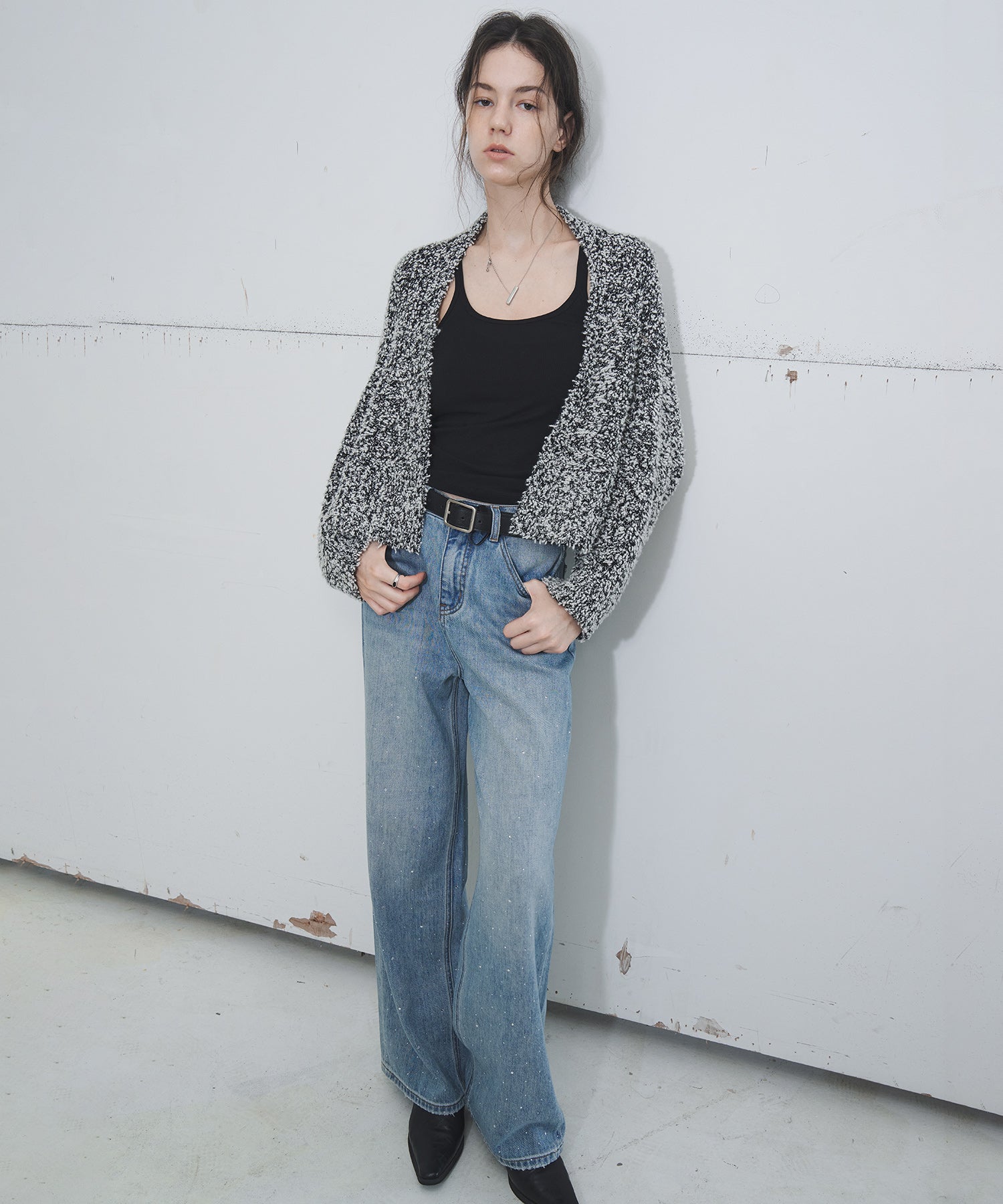Gradient Rhinestone Wide-Leg Jeans