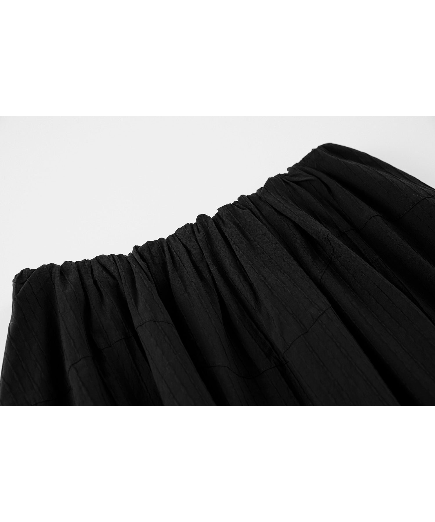 Textured Stripe Semi-Balloon Long Skirt