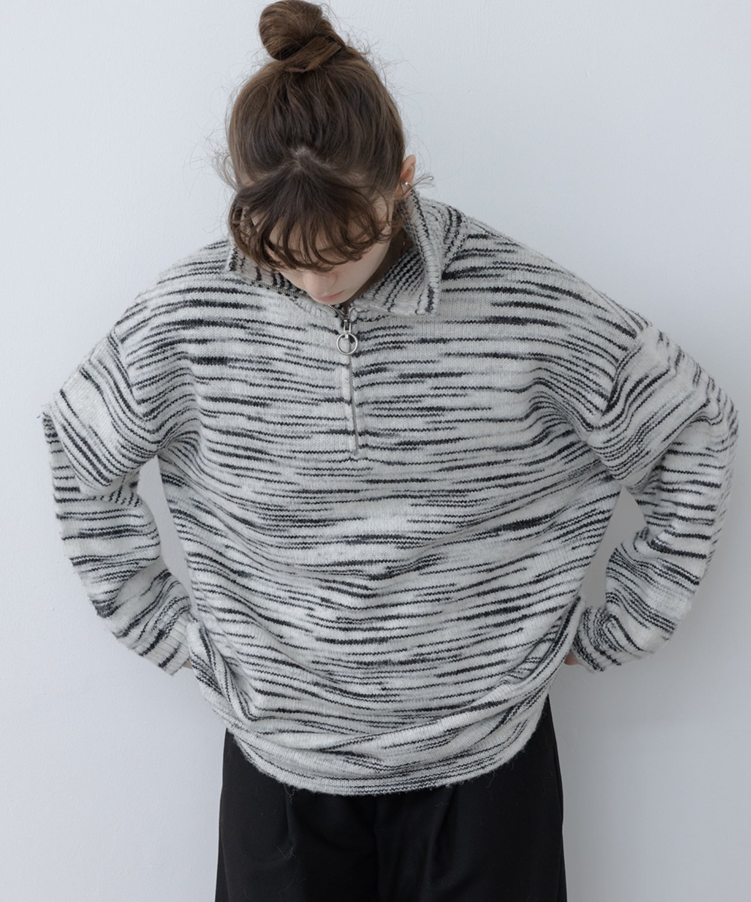 Half-Zip Oversized Polo Knit Pullover