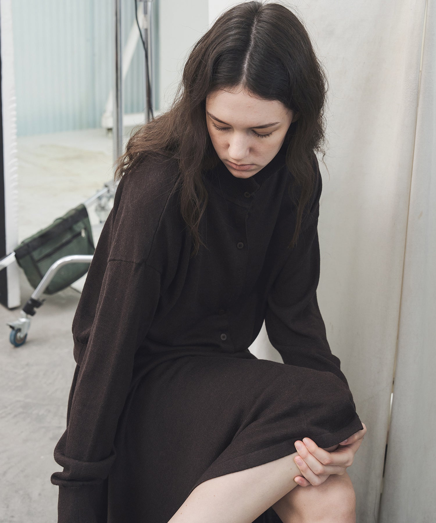 High Neck Lightweight Knit Cardigan Sweater