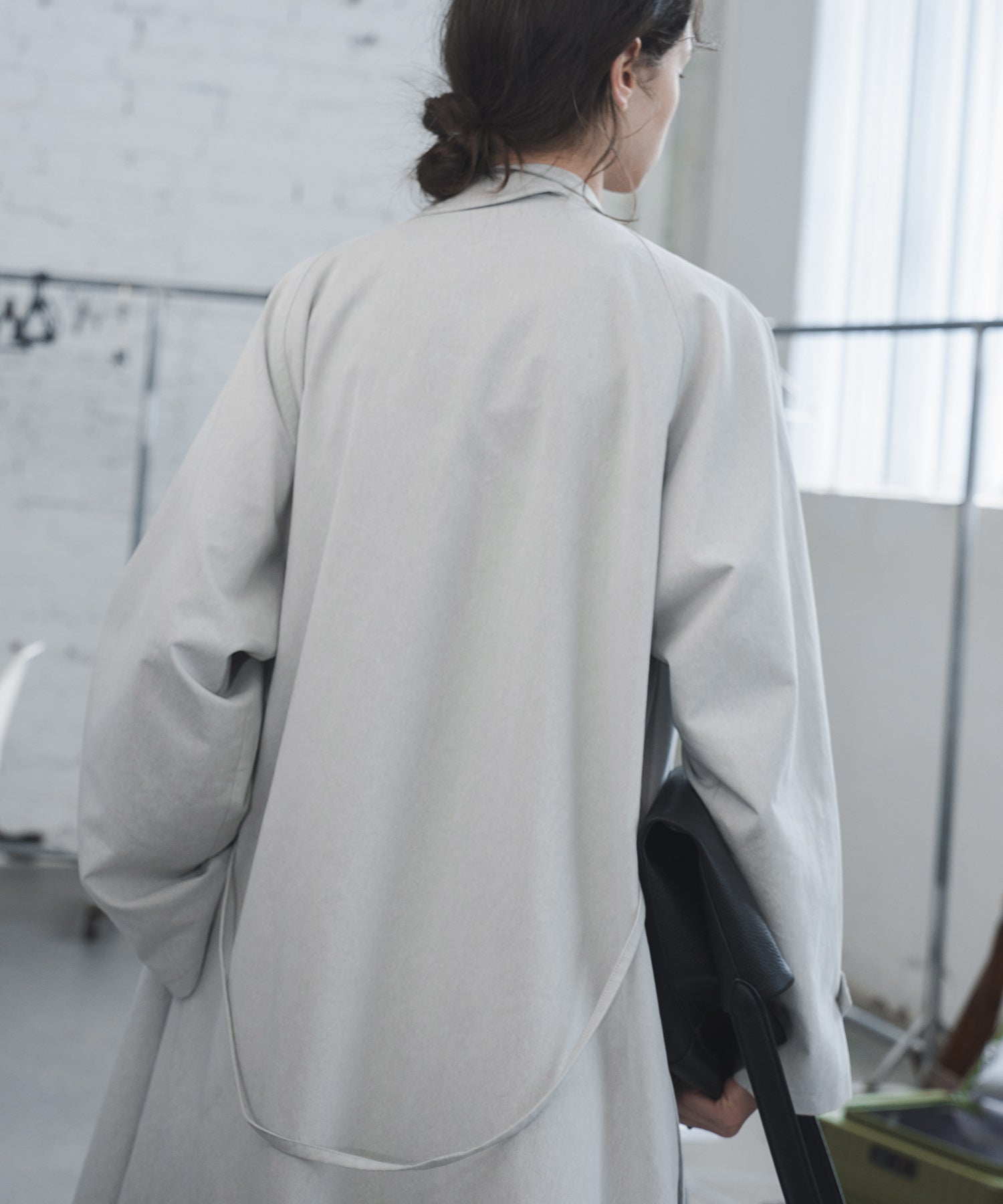 Layered Drape-Neck Trench Coat – Oversized Long Silhouette