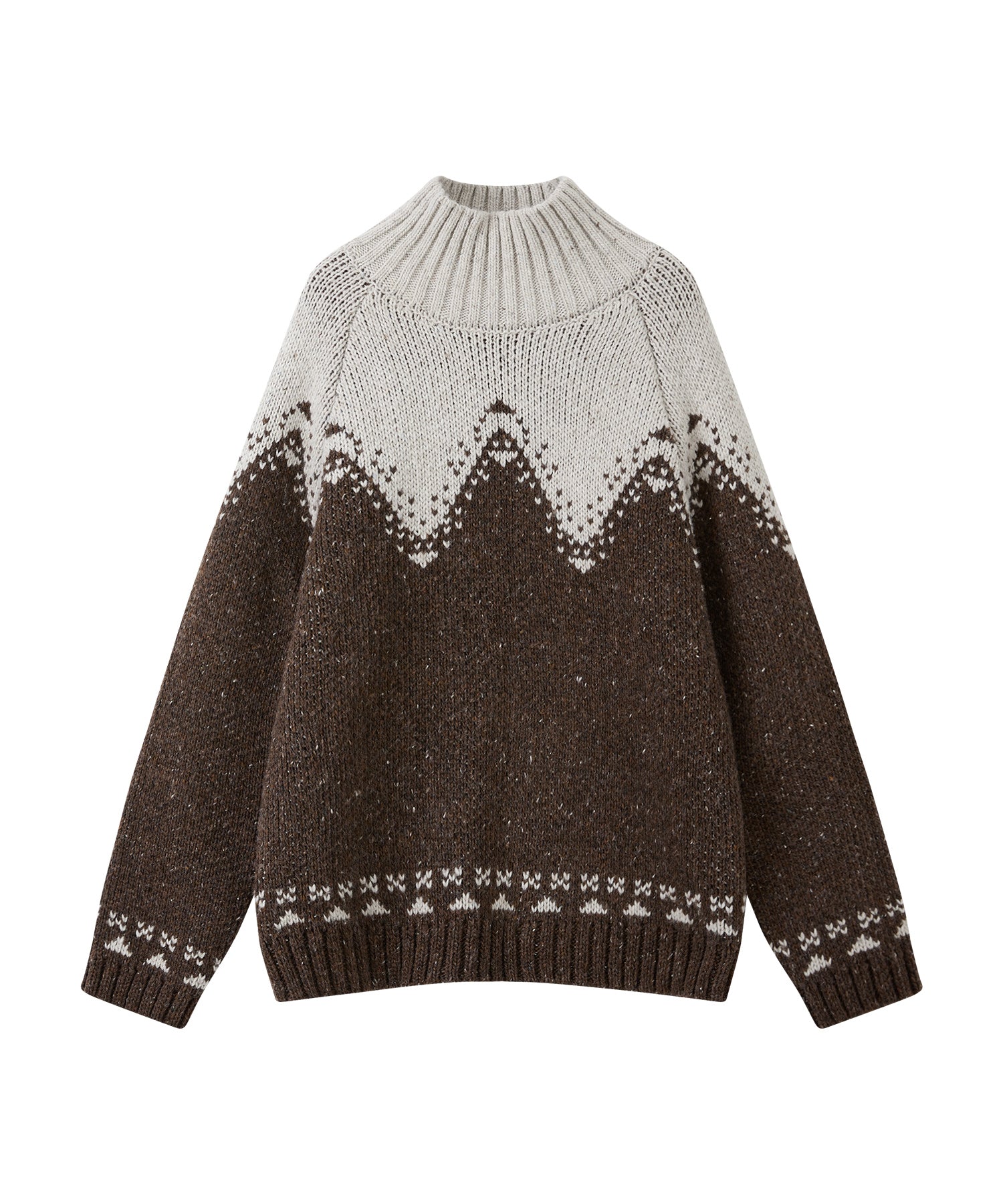 Totem Pattern Heavyweight Jacquard Turtleneck Sweater