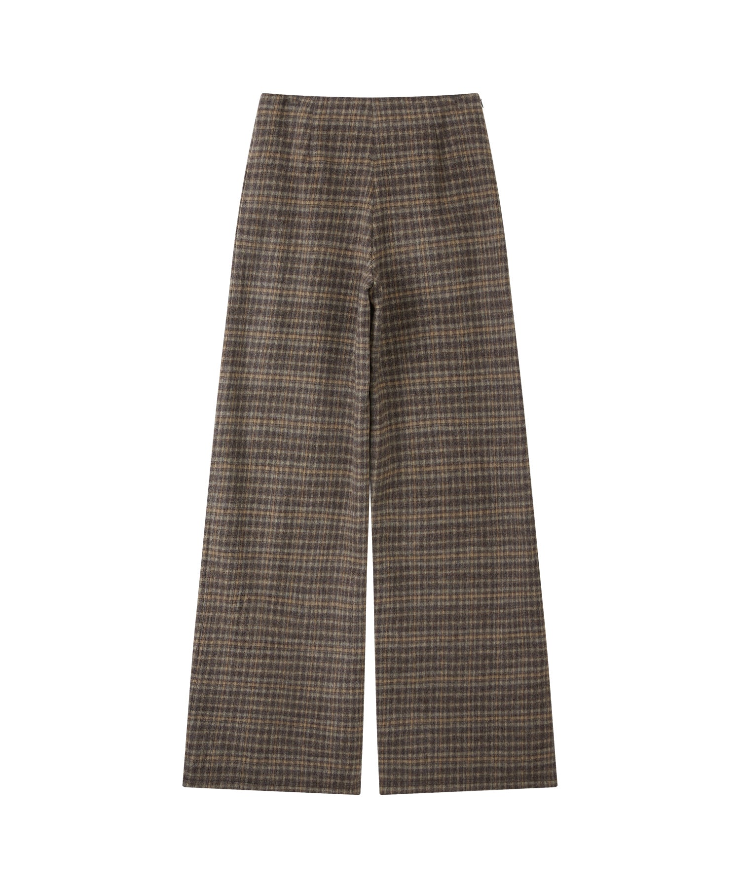 Wool Blend Yarn-Dyed Vintage Check Brushed Wide-Leg Pants